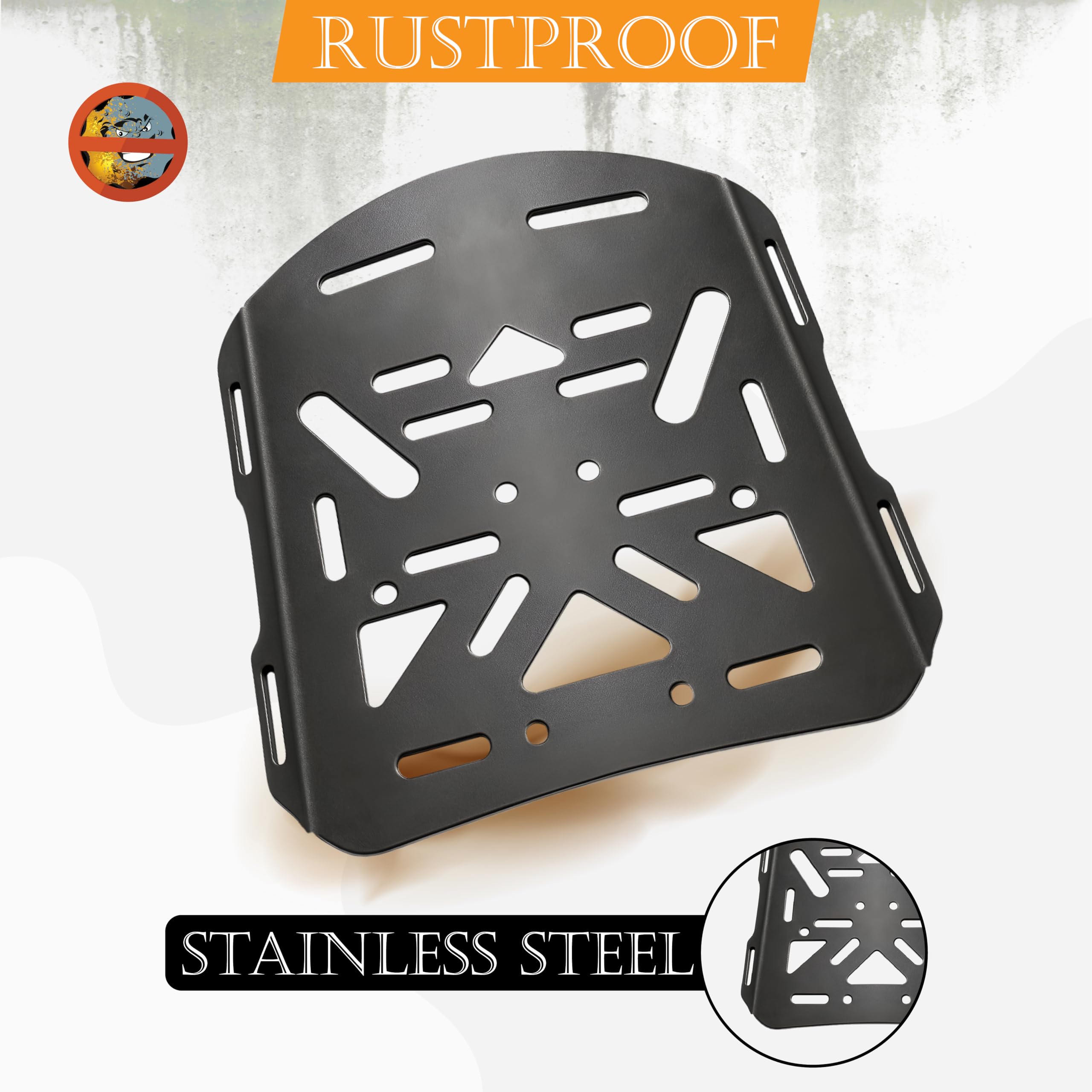 MIKANIX Bike Rear Luggage Carrier Plate | Metal Back Rack Mount for Top Box & Bags | Carrier Bracket with Unique Design Universal Fit for Motorcycle and Scooters