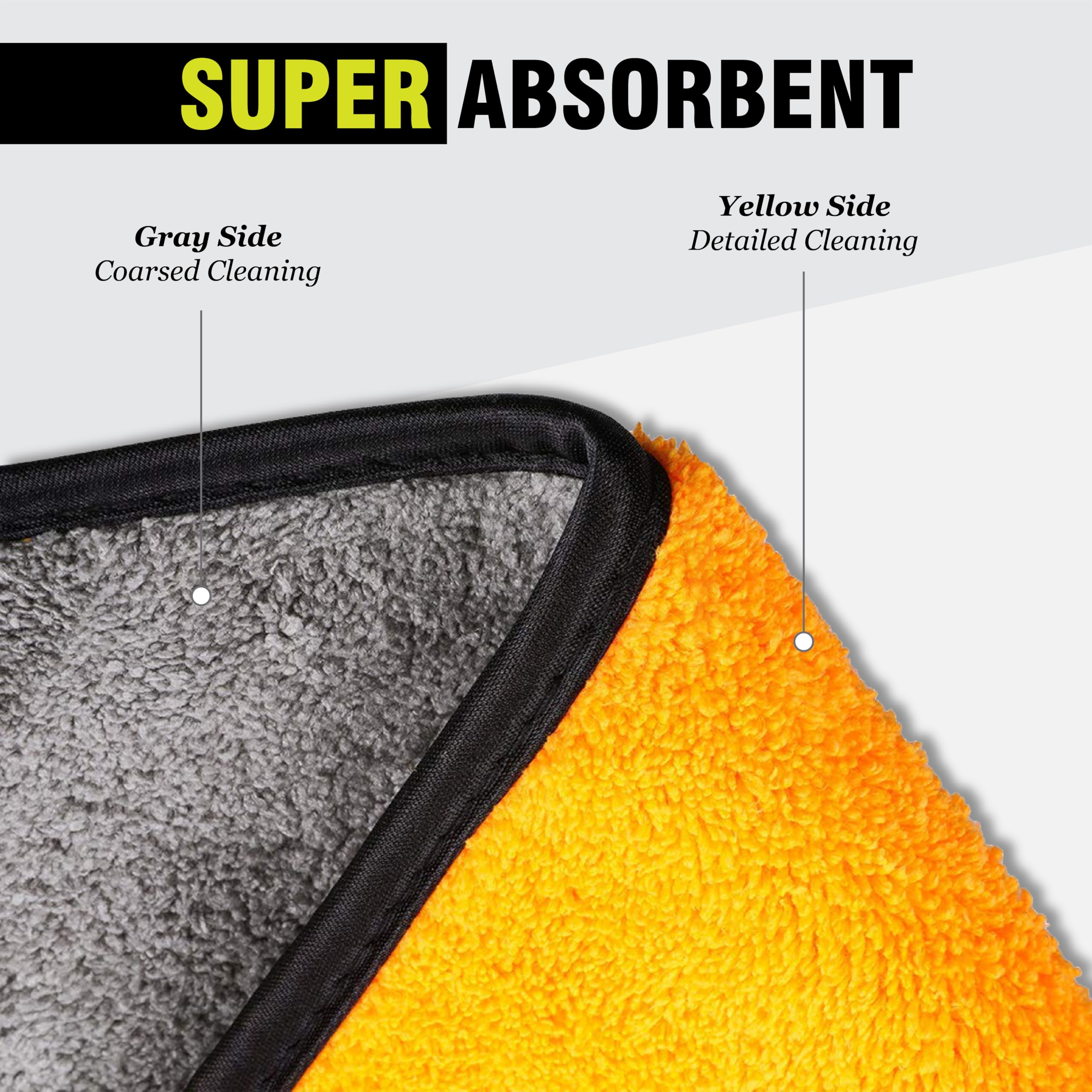 MIKANIX Microfiber Car Cleaning Cloth & Chenille Wash Mitt I Multi-Use, Super Absorbent Perfect Wash for Bike, Auto, Cars I Interior & Exterior Detailing Towel Kit I Lint-Free, Scratch-Free