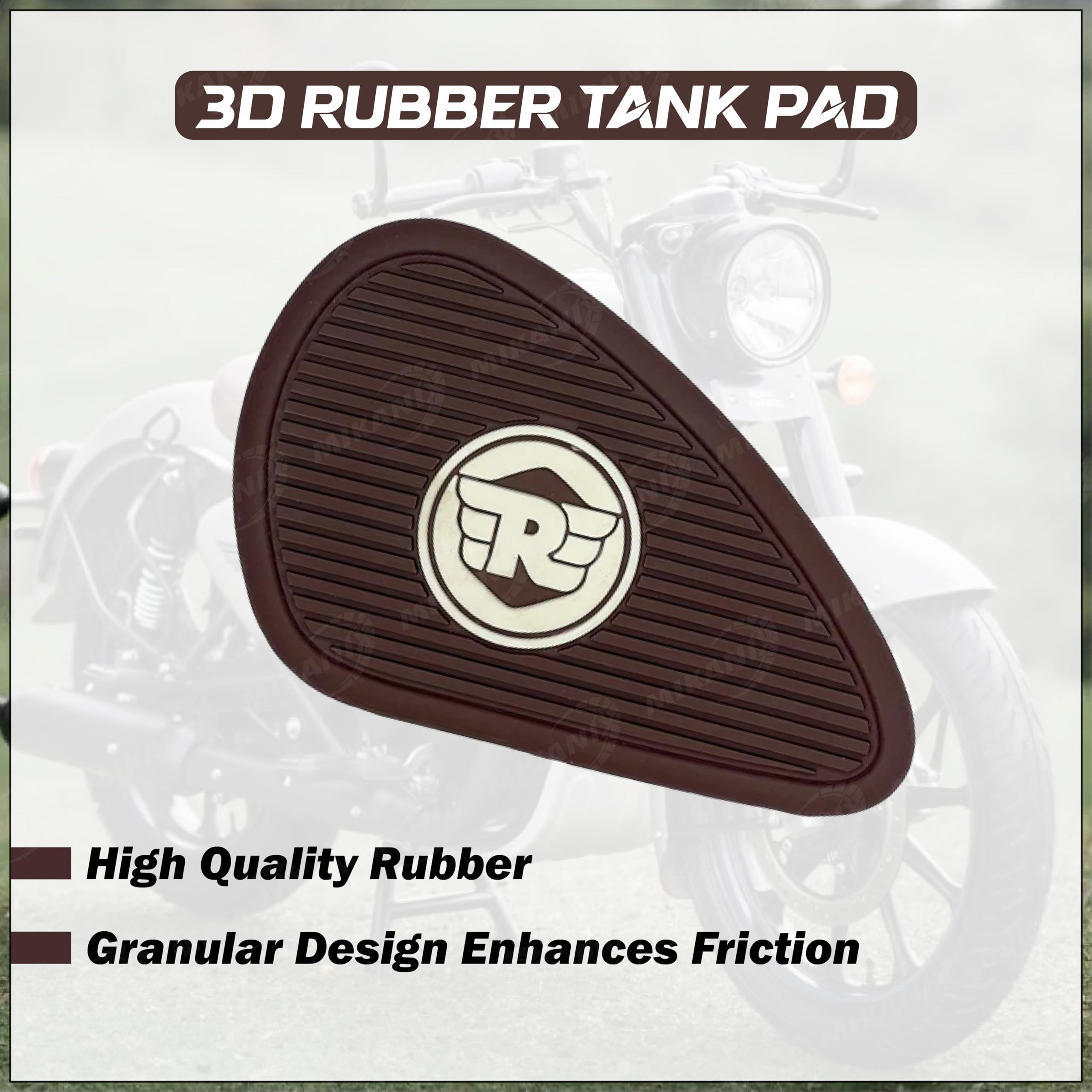 MIKANIX Universal Bullet Bike Anti Slip Silicone Tank Pad/Thai Pad Waterproof Sticker for Royal Enfield All Models