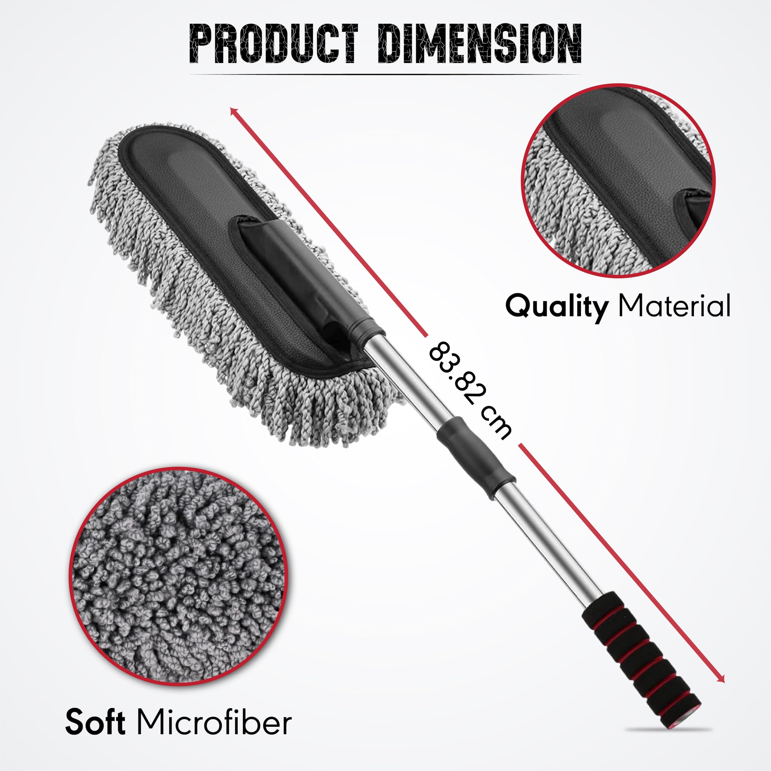 OBEROI'S TRADERS Car Duster, Extendable Long Handle Microfiber Cleaning Brush with Removable Microfiber Mop Head & Long Handle | Scratch-Free, Lint-Free, Washable | Ideal for Car, Bike, SUV Cleaning