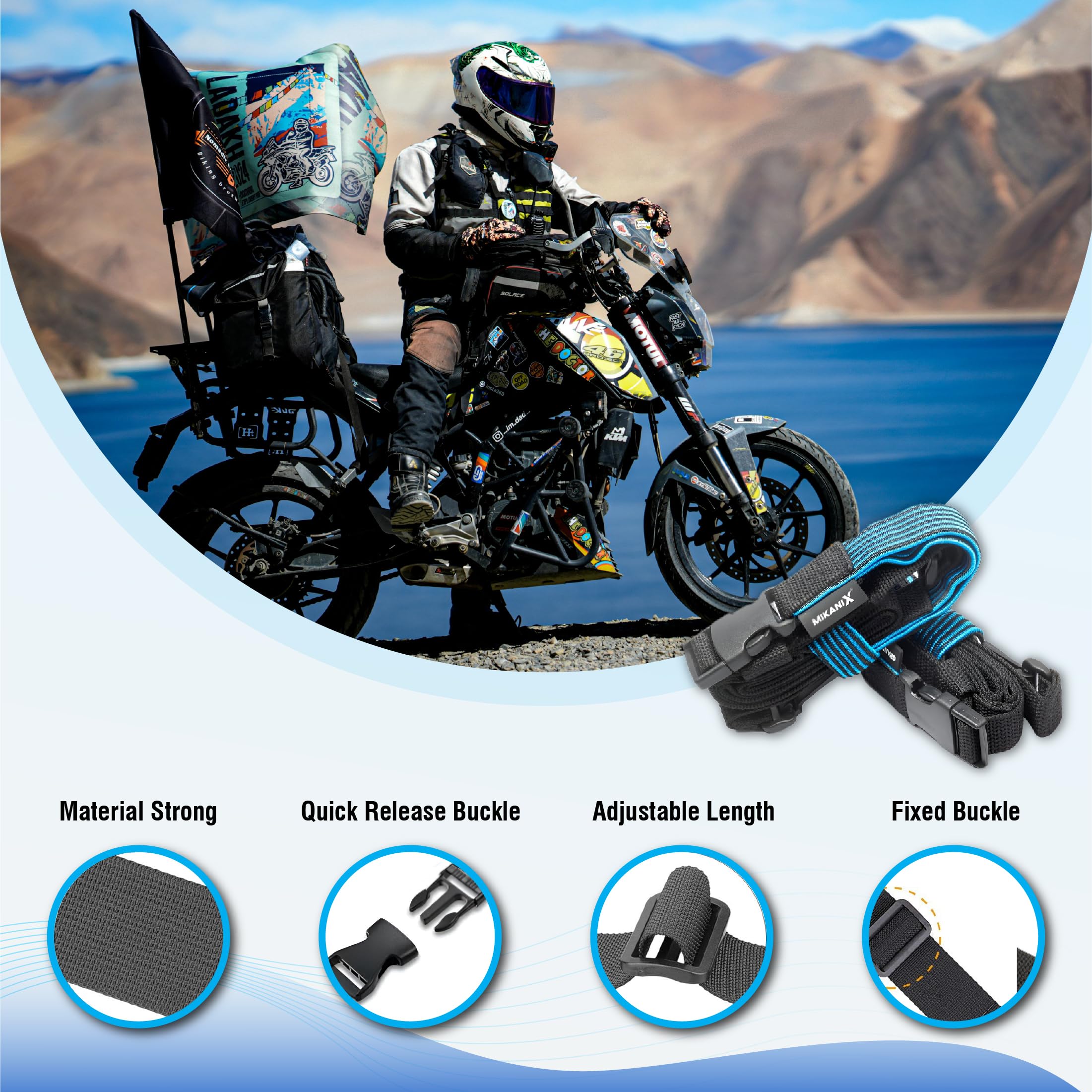 OBEROI'S TRADERS Bike Luggage Strap Cable Belt Rope | Strong Tie Down Belt for Motorcycle, Car, Roof Rack, Bicycle, Travel & Cargo