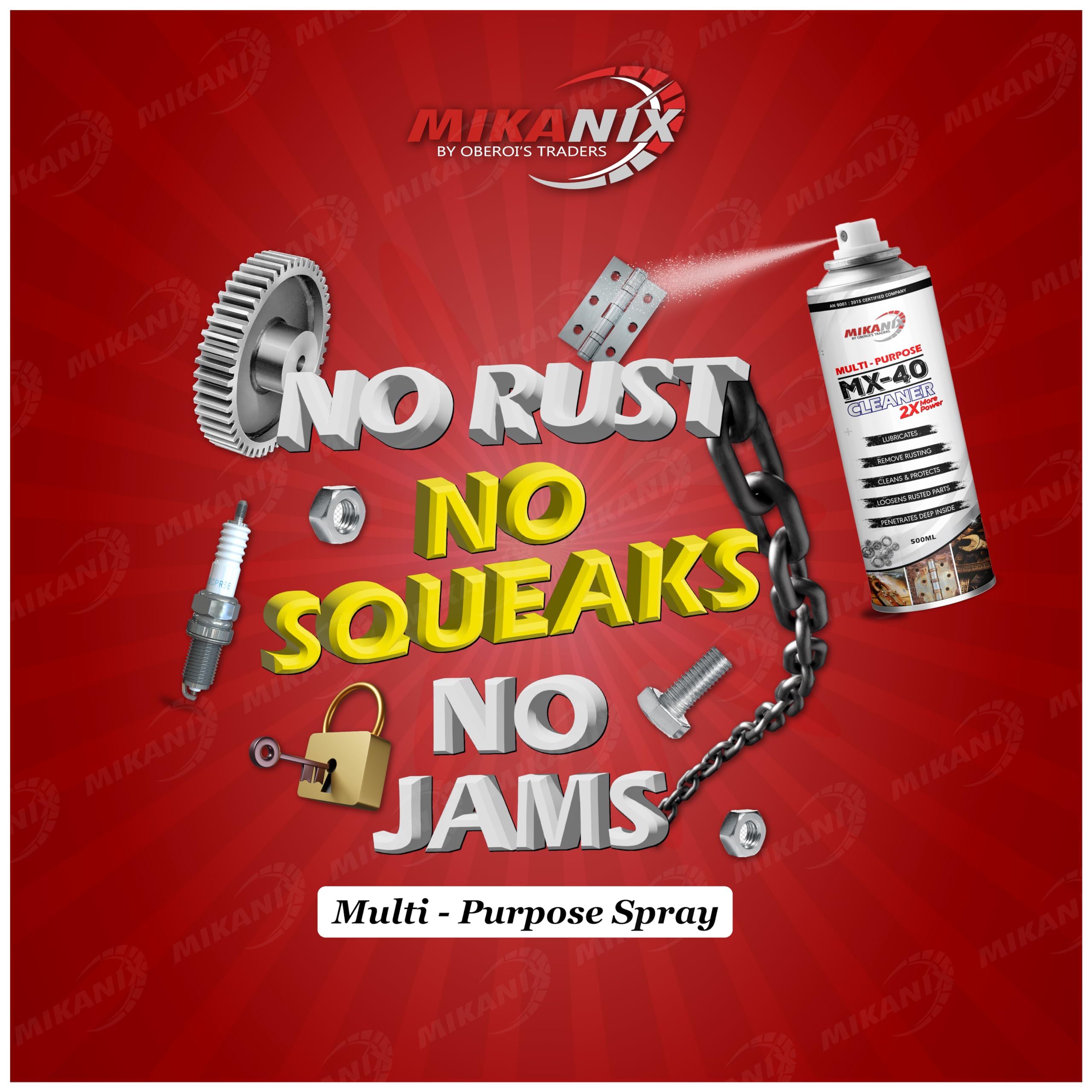 OBEROI'S TRADERS MX-40 Rust Cleaner | Rust Remover Aerosol Spray To Remove Rust From Chain | Jammed locks | Rusted Door Hinges For Automobiles | Tools | Industrial Machinery & Household Items (500 ML)