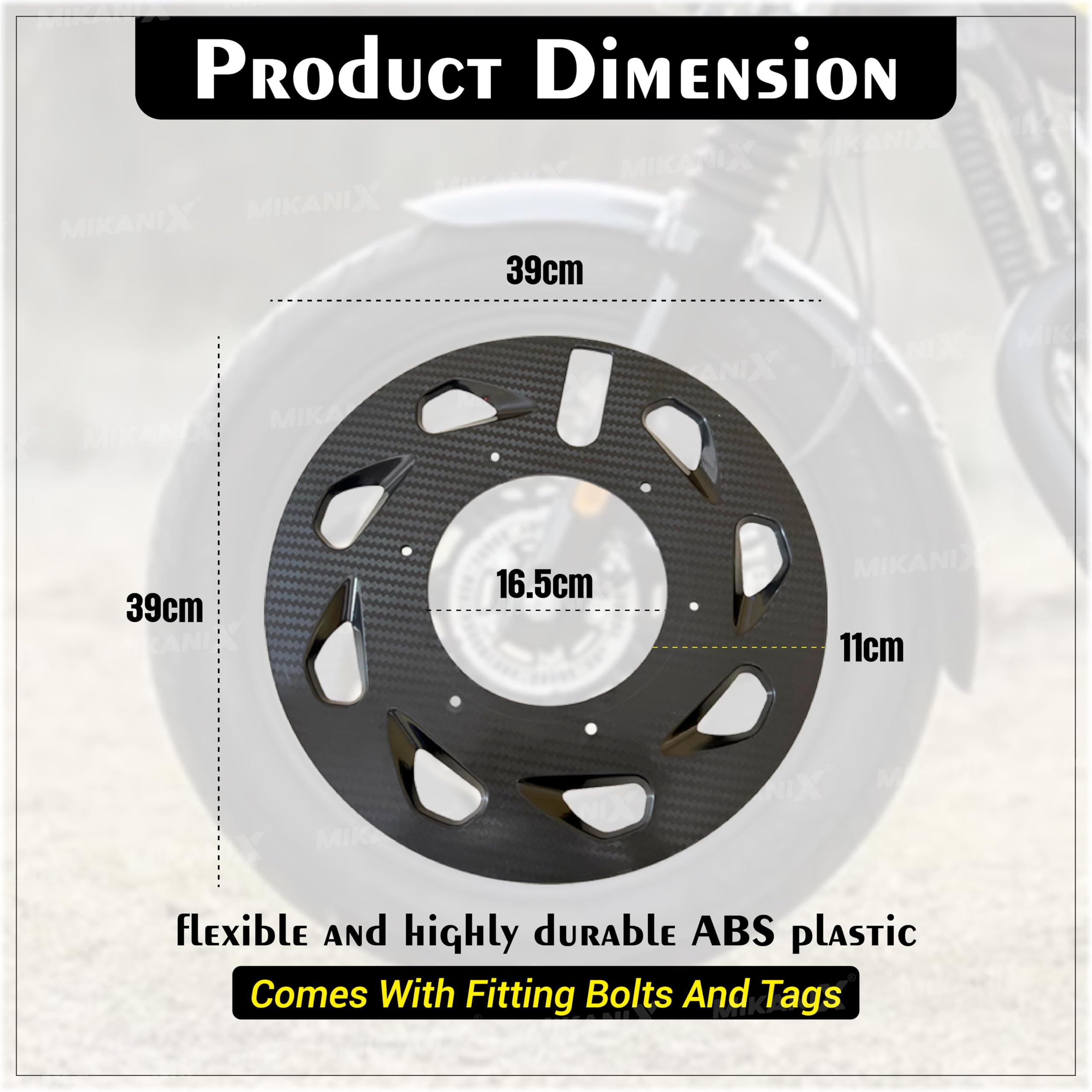 OBEROI'S TRADERS Carbon Finish Front/Rear Pro Disc Wheel Cover | Alloy Hubcap Cover 17 Inch Bike Fairing Kit Compatible with RE Interceptor 650