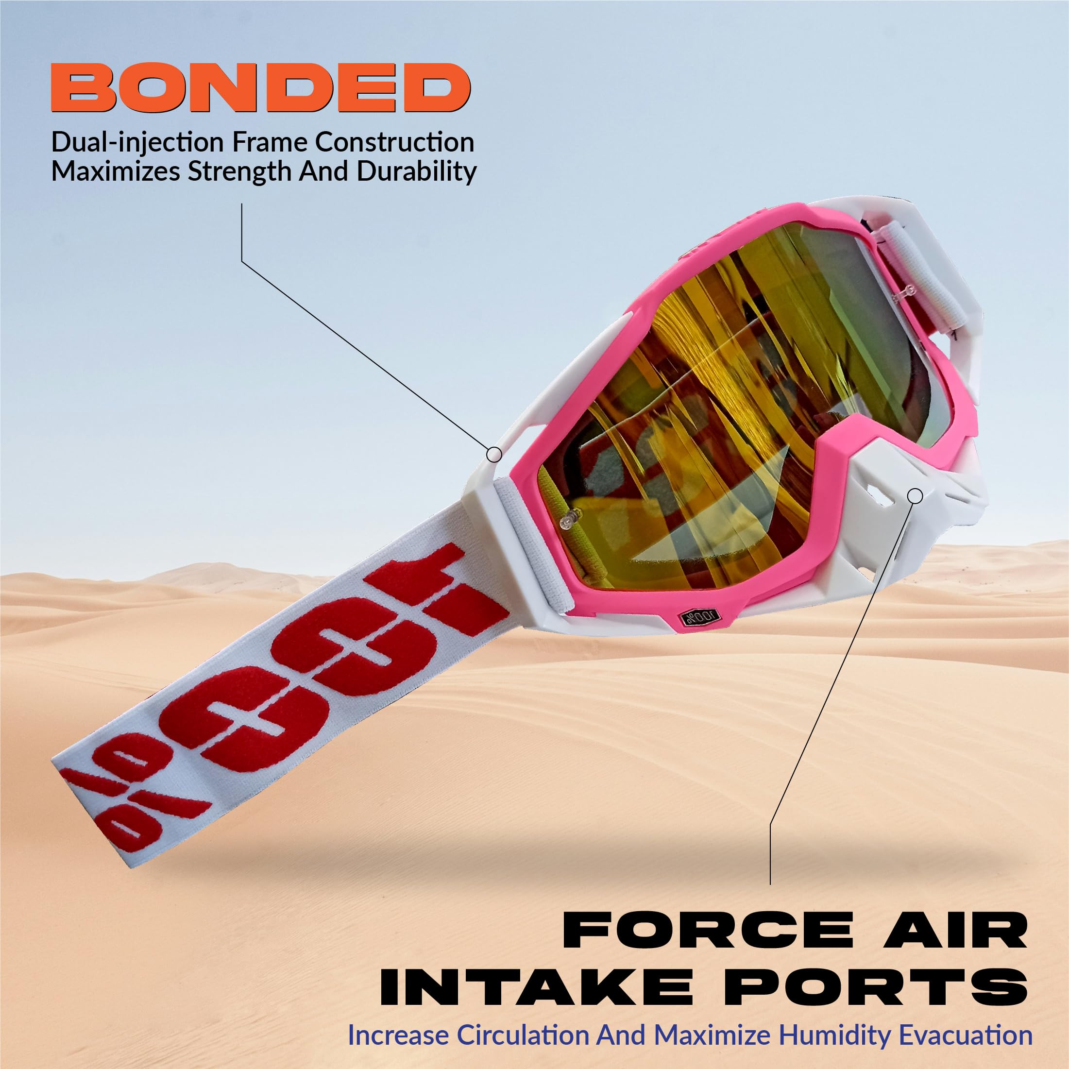 Mikanix Motorcycle Dirt Bike Goggles I ATV Motocross Offroad MX Racing Riding OTG Goggles | Protective Eyewear Safety Glasses for Ski, Snowboarding, Cycling & Outdoor Sports