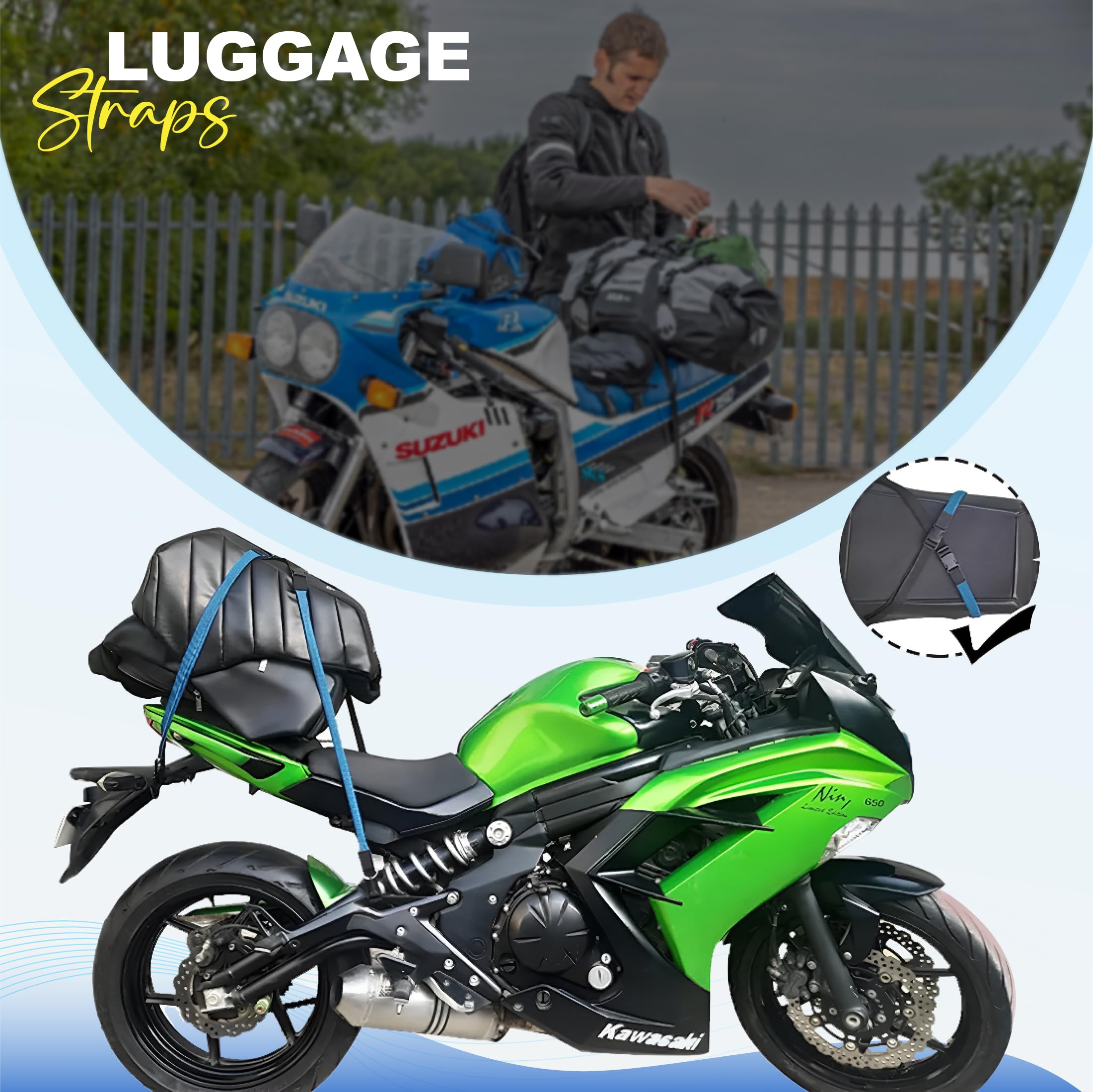 OBEROI'S TRADERS Bike Luggage Strap Cable Belt Rope | Strong Tie Down Belt for Motorcycle, Car, Roof Rack, Bicycle, Travel & Cargo