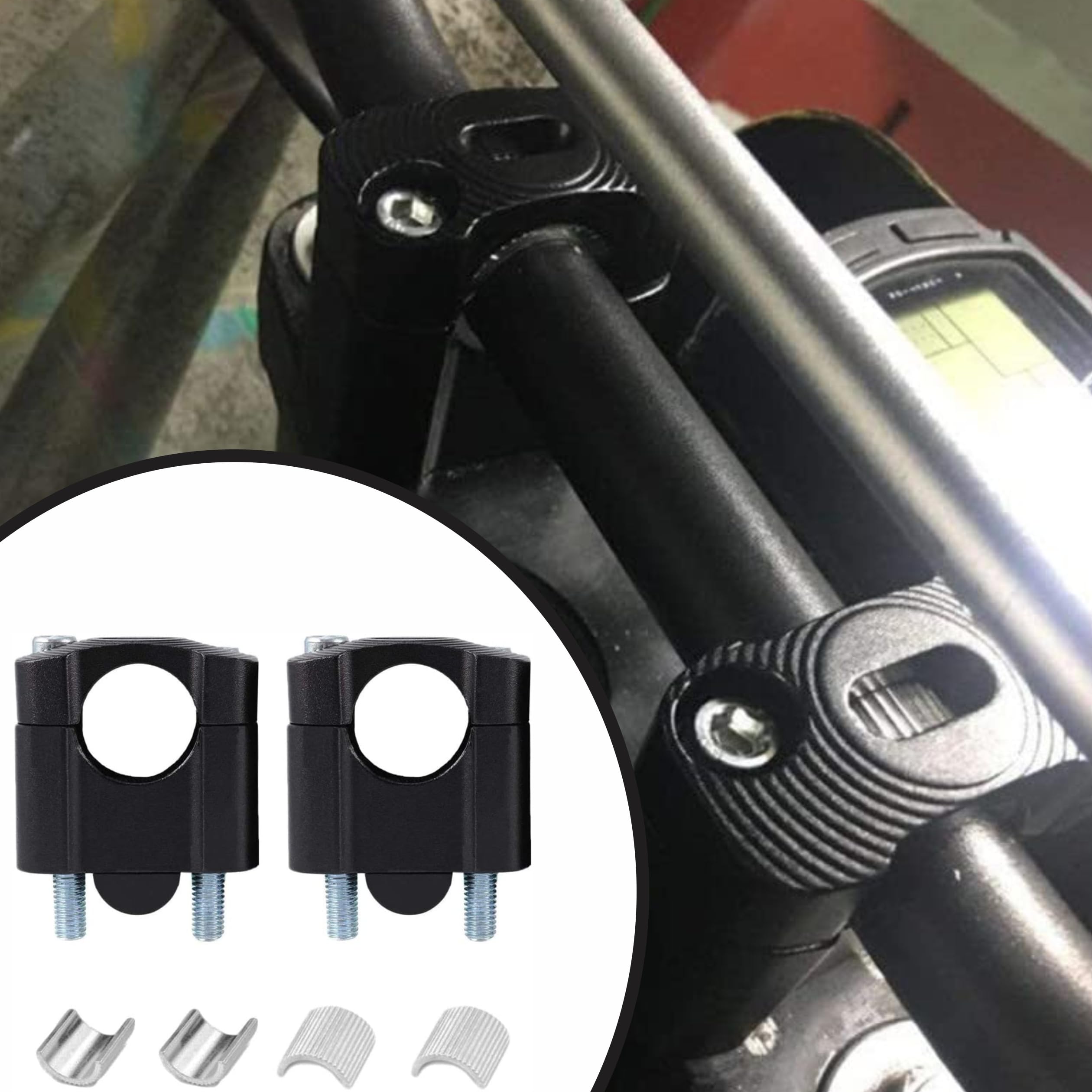 MIKANIX Alloy Black Universal Handlebar Riser/Raiser Handle Clamps Riser For All Bikes Handlebar Riser Kit