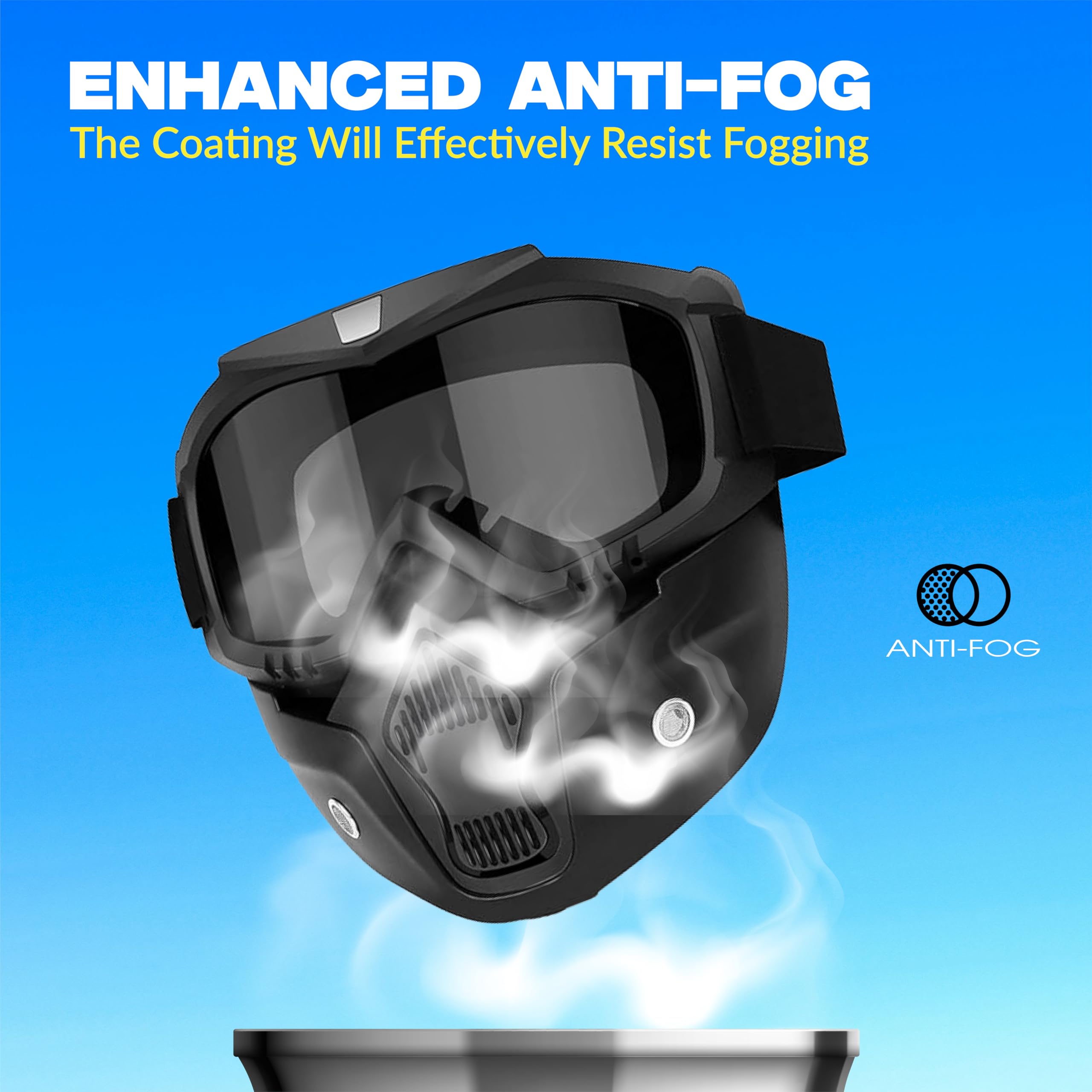 MIKANIX Bike Riding Goggle Mask Anti Scratch UV Protective Face & Eyewear Windproof Dirt Shield With Detachable Mouth Filter For Cycling, Bike Off Road Racing