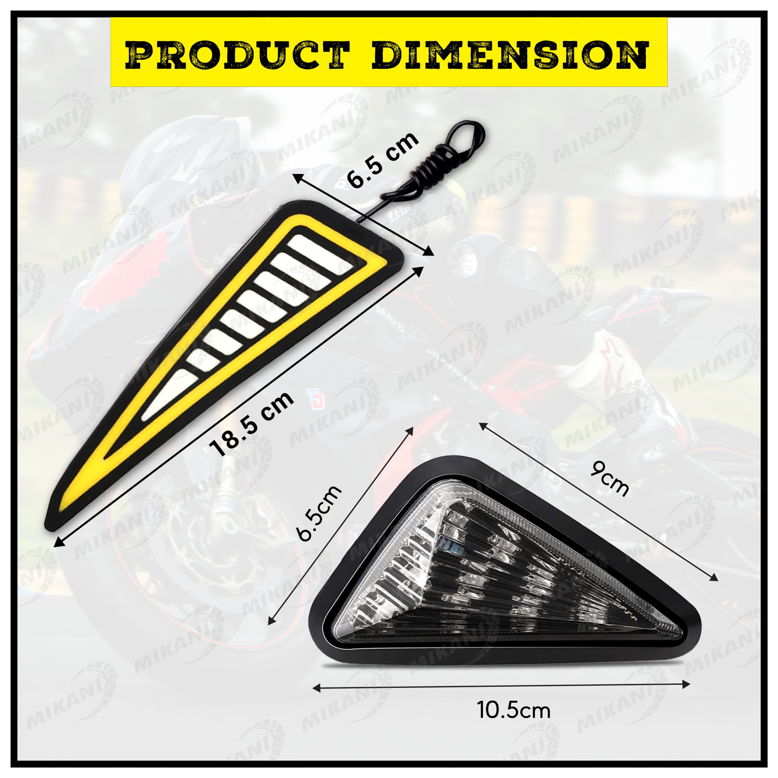 MIKANIX Combo of Universal Smoke Triangle Flush Mount LED + Waterproof Flexible Strip DRL Light With Running LED Indicator
