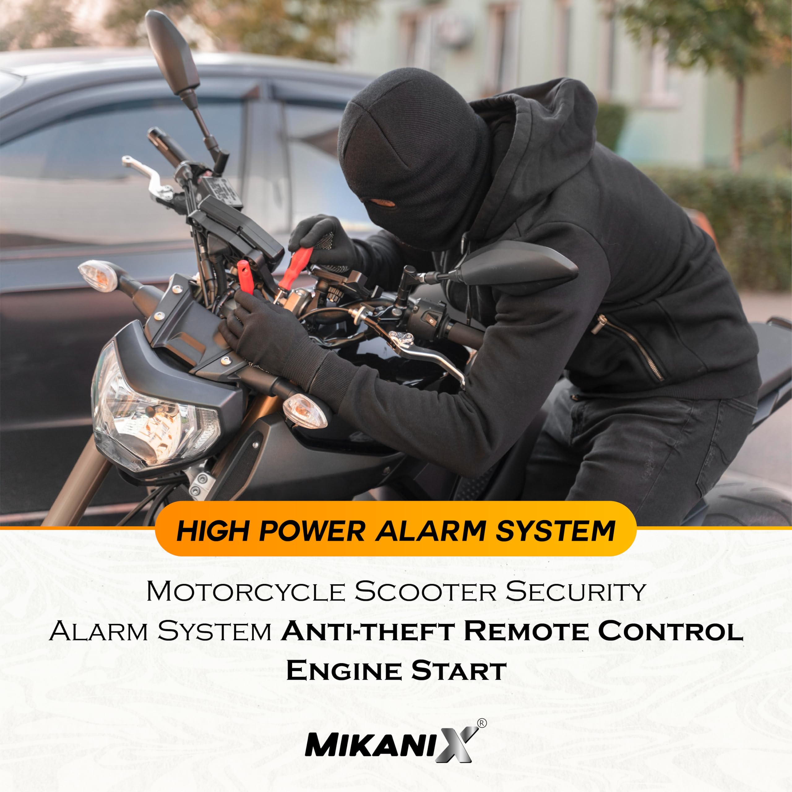 OBEROI'S TRADERS Anti Theft Motorcycle Security Alarm System with 2 Remotes for Bike Scooter Protection Engine Start