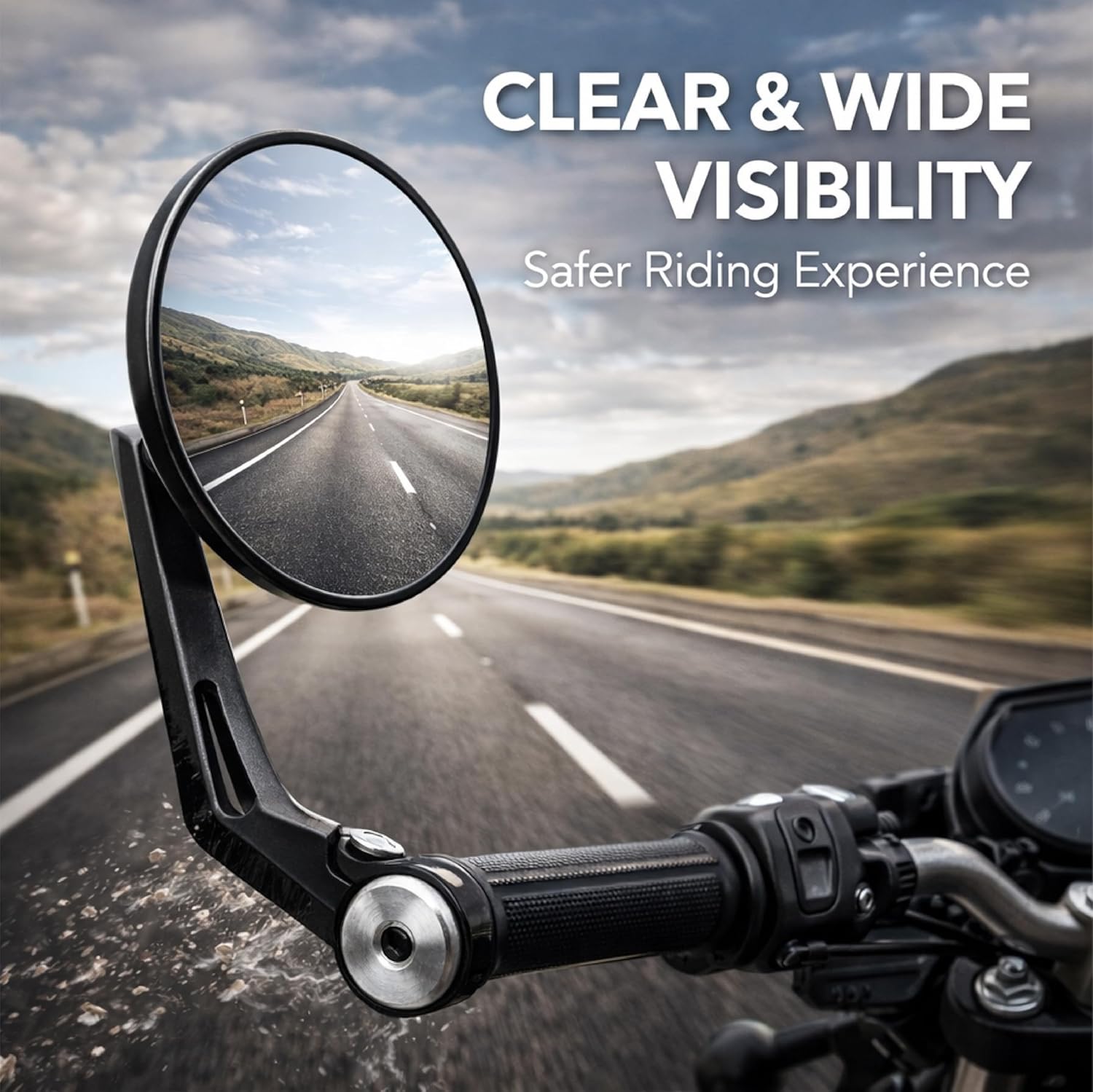 MIKANIX Universal Rear View Mirror for Handlebar | 360° Rotatable & Adjustable Cycle Mirror | Acrylic Convex Wide Angle | Compatible with All Bicycles
