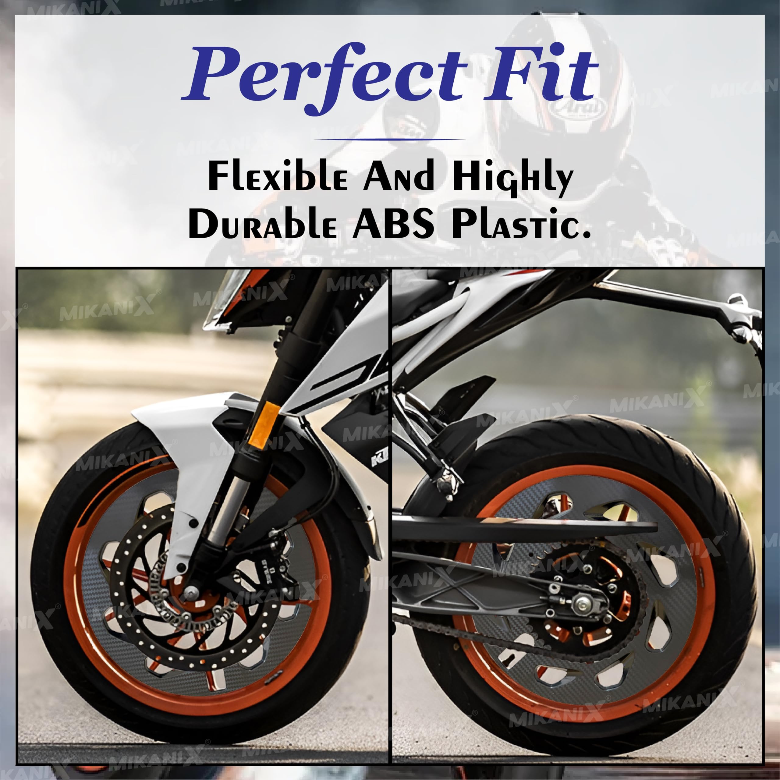 OBEROI'S TRADERS Carbon Finish Front | Rear Pro Disc Wheel Cover | Alloy Hubcap Cover 17 Inch Bike Fairing Kit Compatible with KTM Duke 125/200 / 250/390