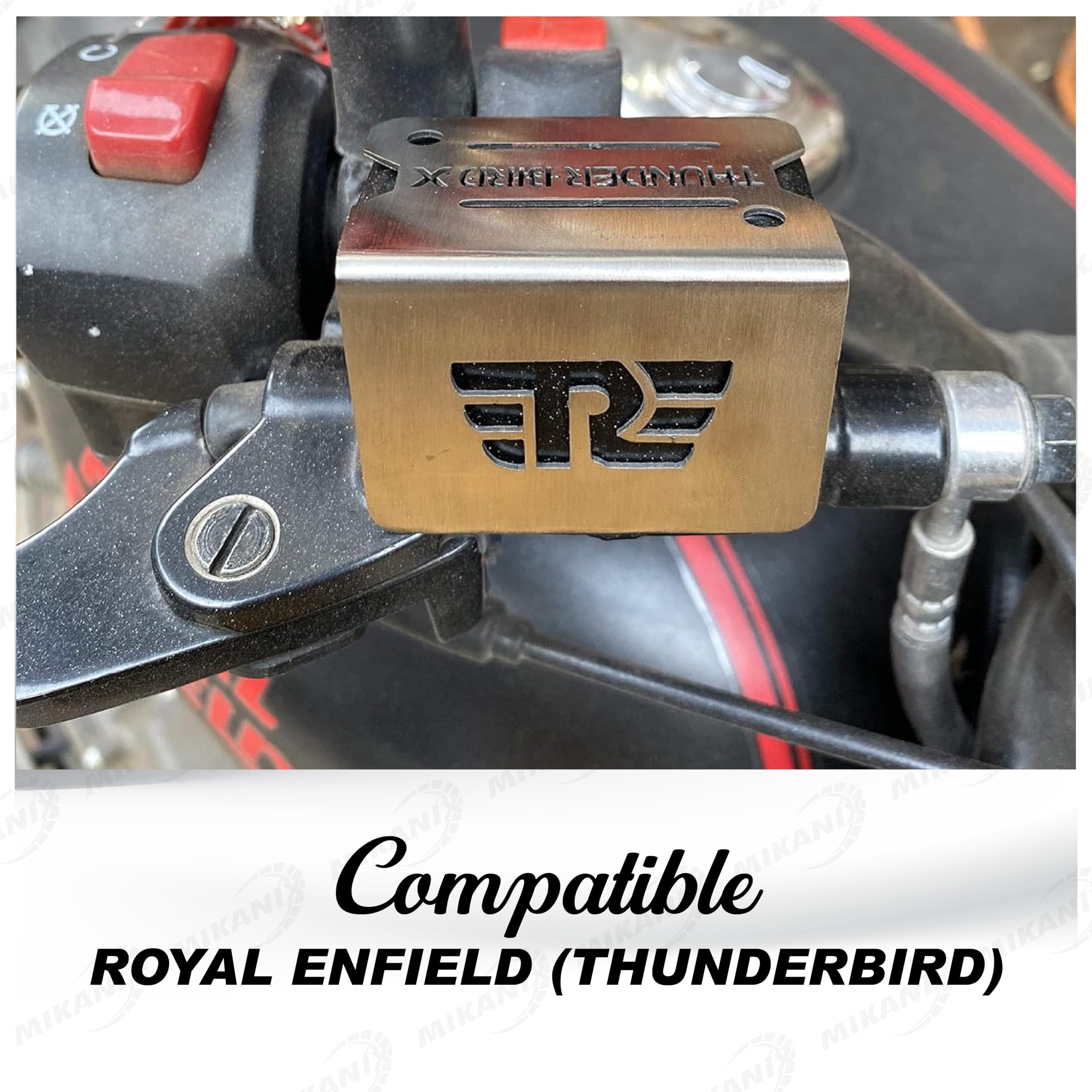 OBEROI'S TRADERS Stainless Steel Disc Brake Fluid Oil Reservoir Cap/Cover Oil Container Guard Compatible with All Royal Enfield Motorcycles