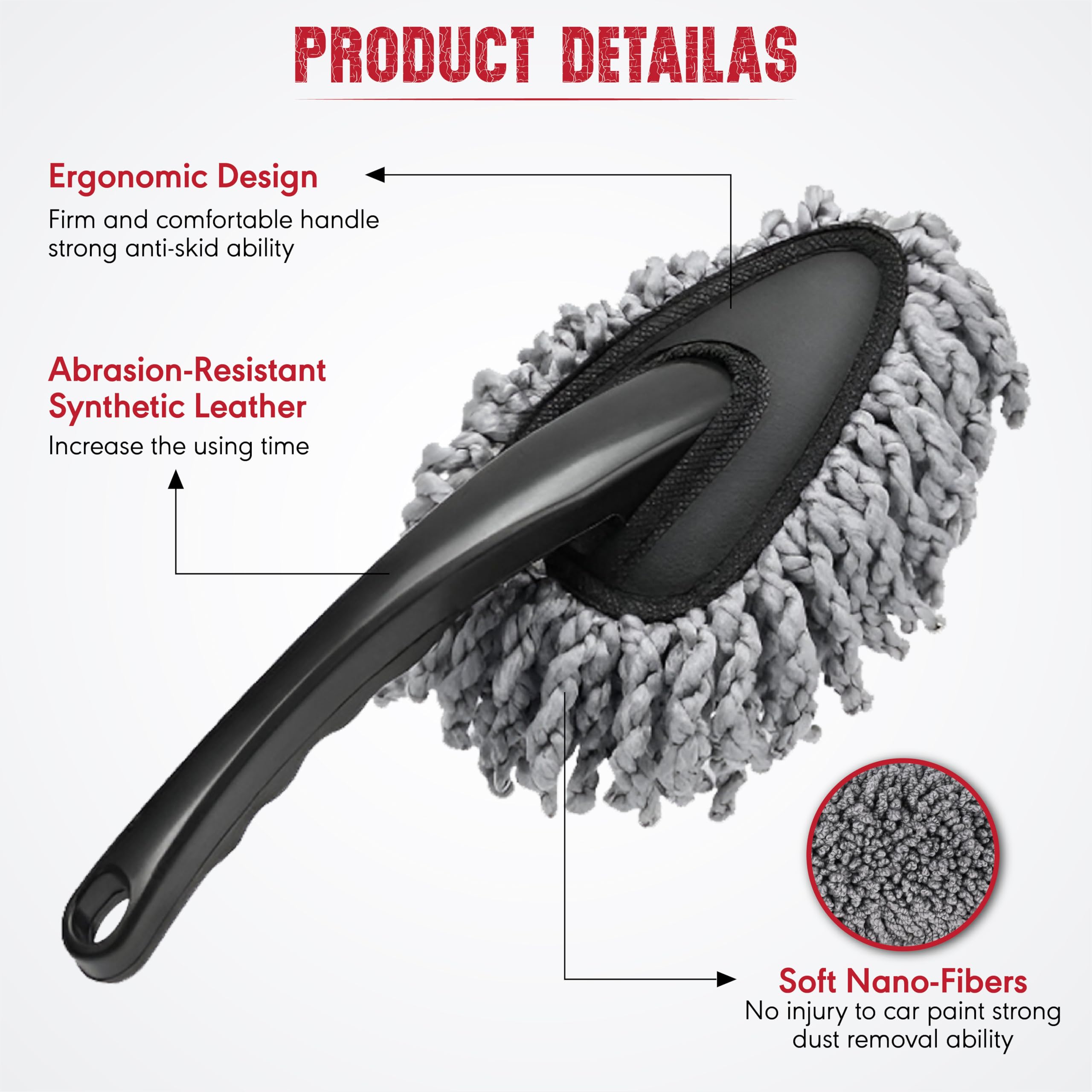 OBEROI'S TRADERS 7 in 1 Car Cleaning Kit | Microfiber Duster with Extendable Handle, AC Vent & Detailing Brushes, Cloth, Glass Oil Film Remover & Portable Car Vacuum Cleaner for Interior/Exterior Care