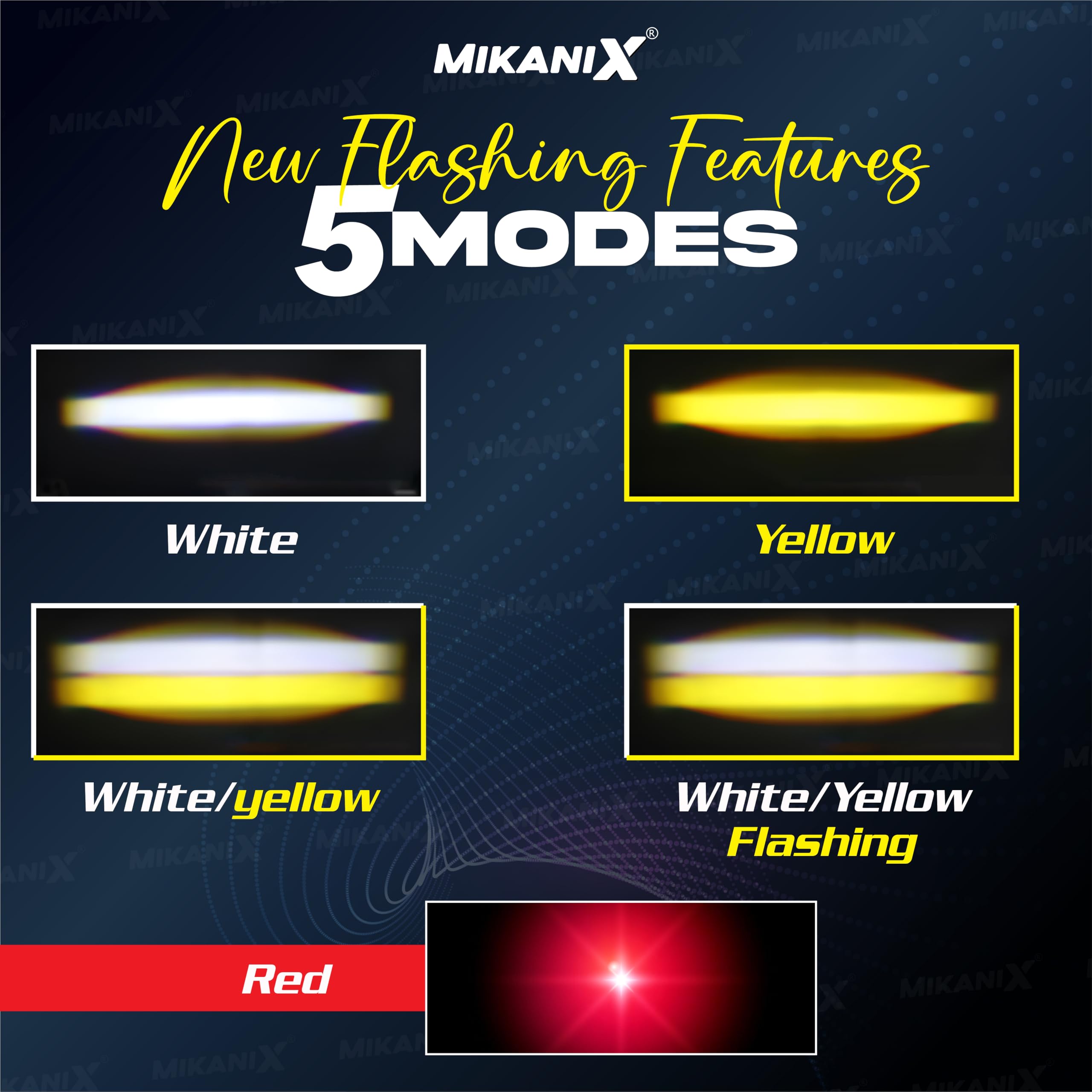 MIKANIX LED Fog Light Lamp | Projector Lens Spotlight | High & Low Beam | White, Yellow & Red Devil Light With On/Off Switch For All Motorbike, Cars, SUV, ATV