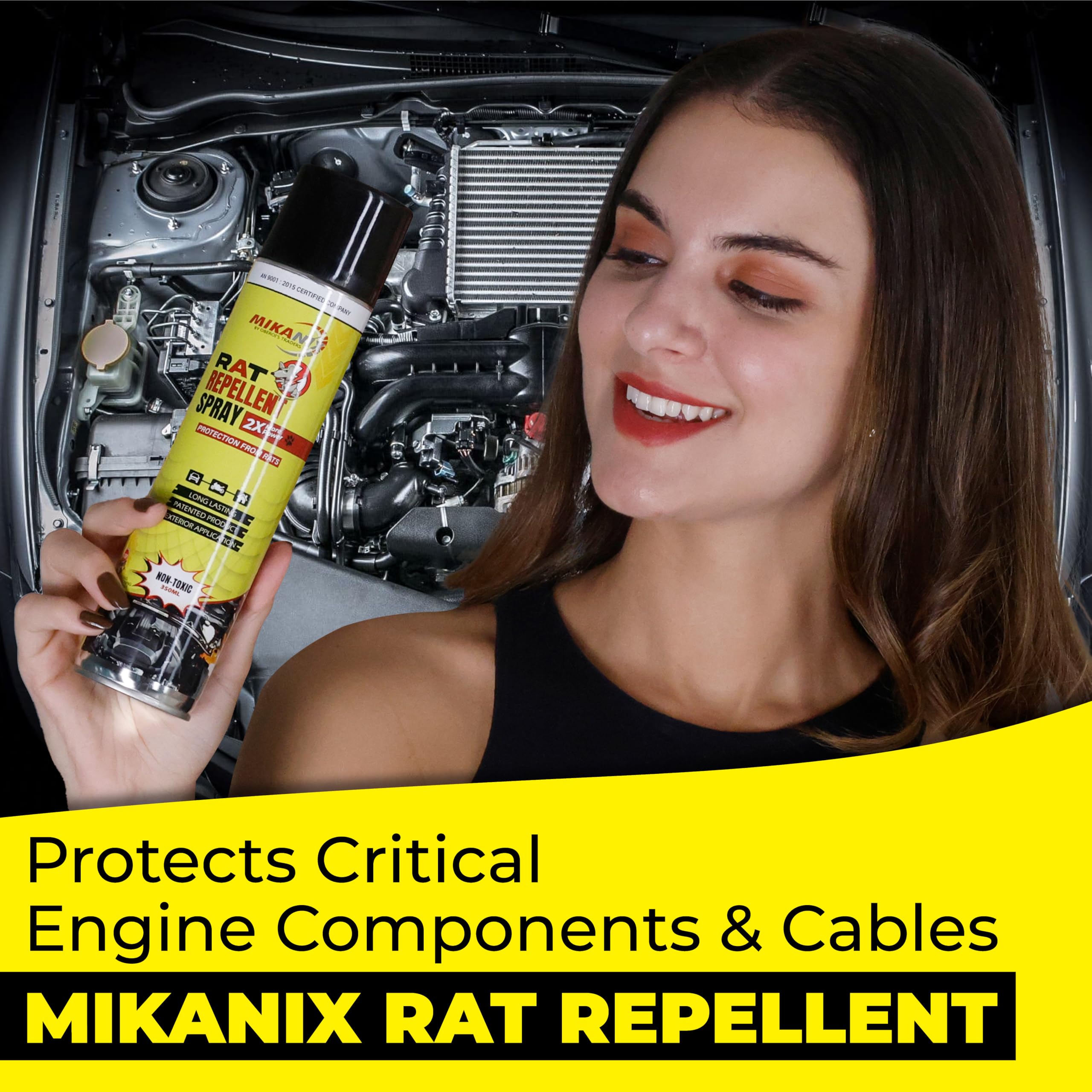 MIKANIX Rat Repellent Spray | Rodent Repellent For Home, Bike & Car | Protects Wires in Car, Bike and Home | For Storage Room | Engine Wiring & Home Wiring Protection (150 ML)