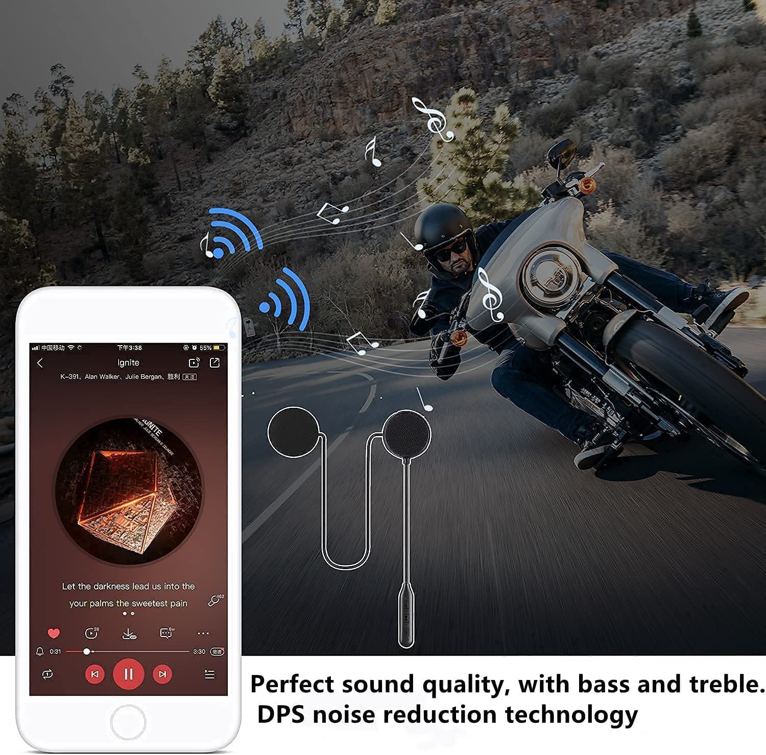 OBEROI'S TRADERS Universal Rechargeable Wireless Motorcycle Helmet Bluetooth | Headset | Earphone Intercom System with Microphone | High Sound Communication & Hands Free Calling & Music Control