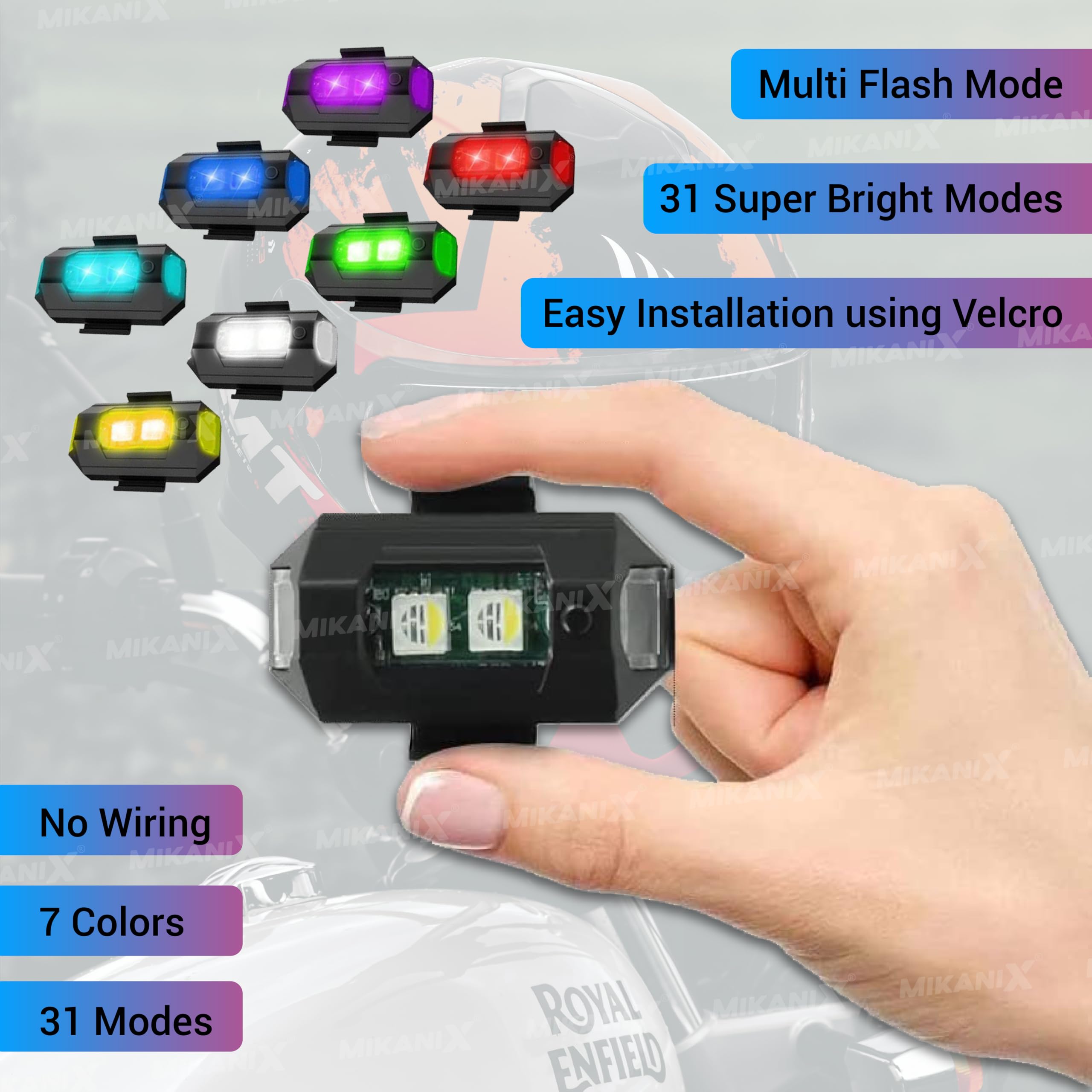 OBEROI'S TRADERS ABS Plastic 7 Colors Led With 3 Flashing/ Blinking Modes Aircraft Strobe/Helmet Exterior Night Signal Light With Usb Rechargeable Cable Kit For Drone Flashing,Bike Bicycle