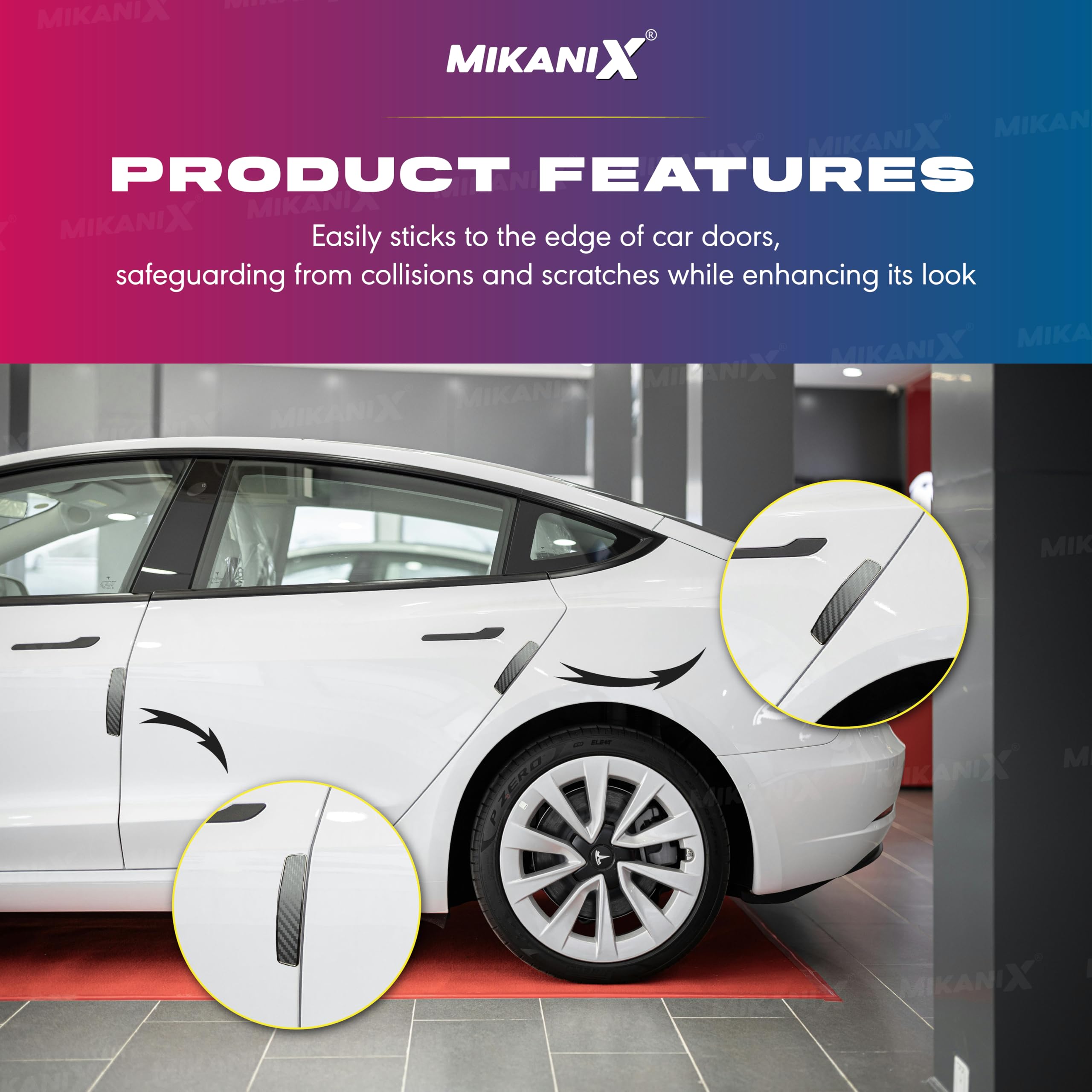 MIKANIX ABS Plastic Universal Car Door Edge Guard | Anti-Scratch Protector with Carbon Finish | Compatible with All Cars