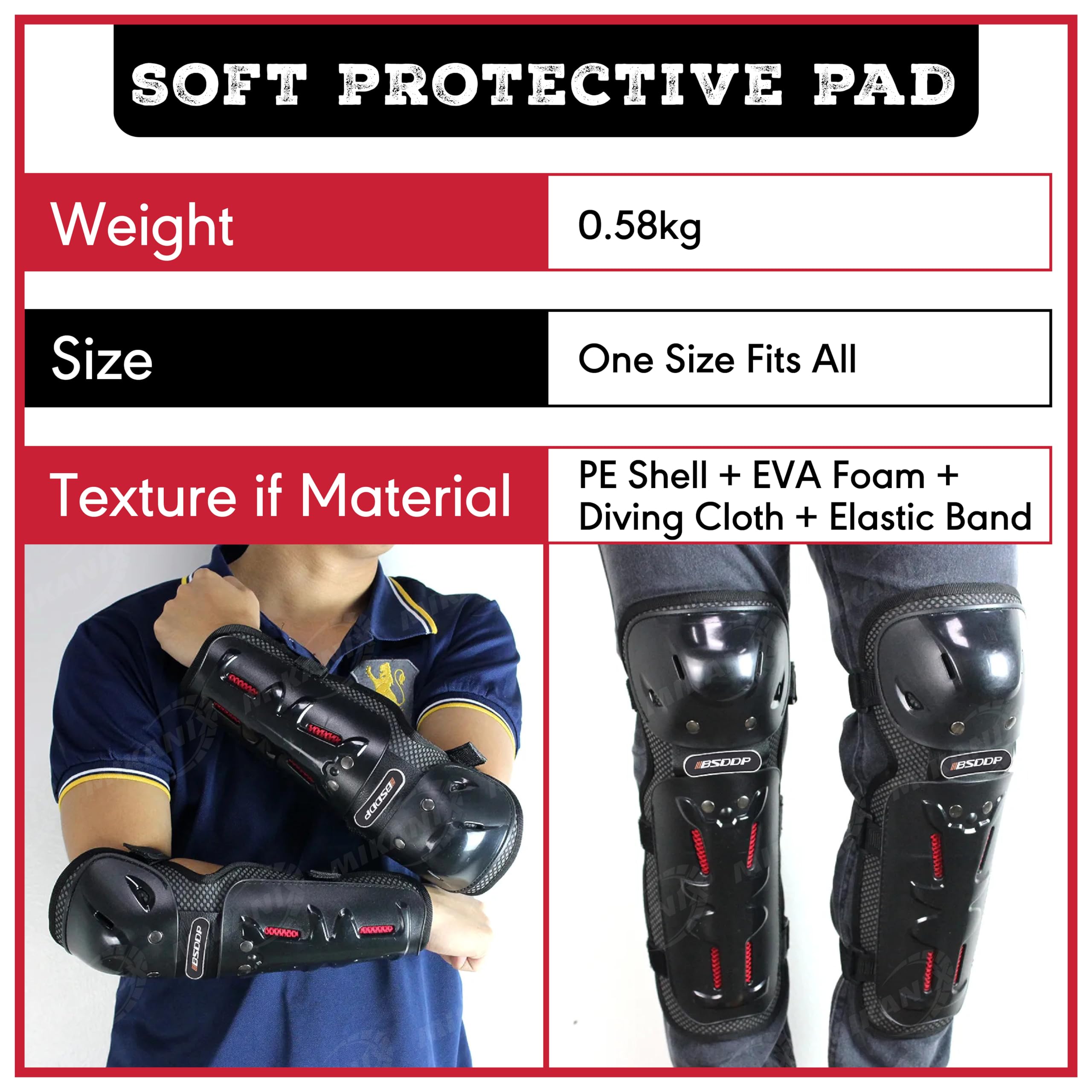 OBEROI'S TRADERS Motorcycle Riding Knee and Elbow Guard Protector | Breathable & Adjustable Shin Pads | for Bike Racing