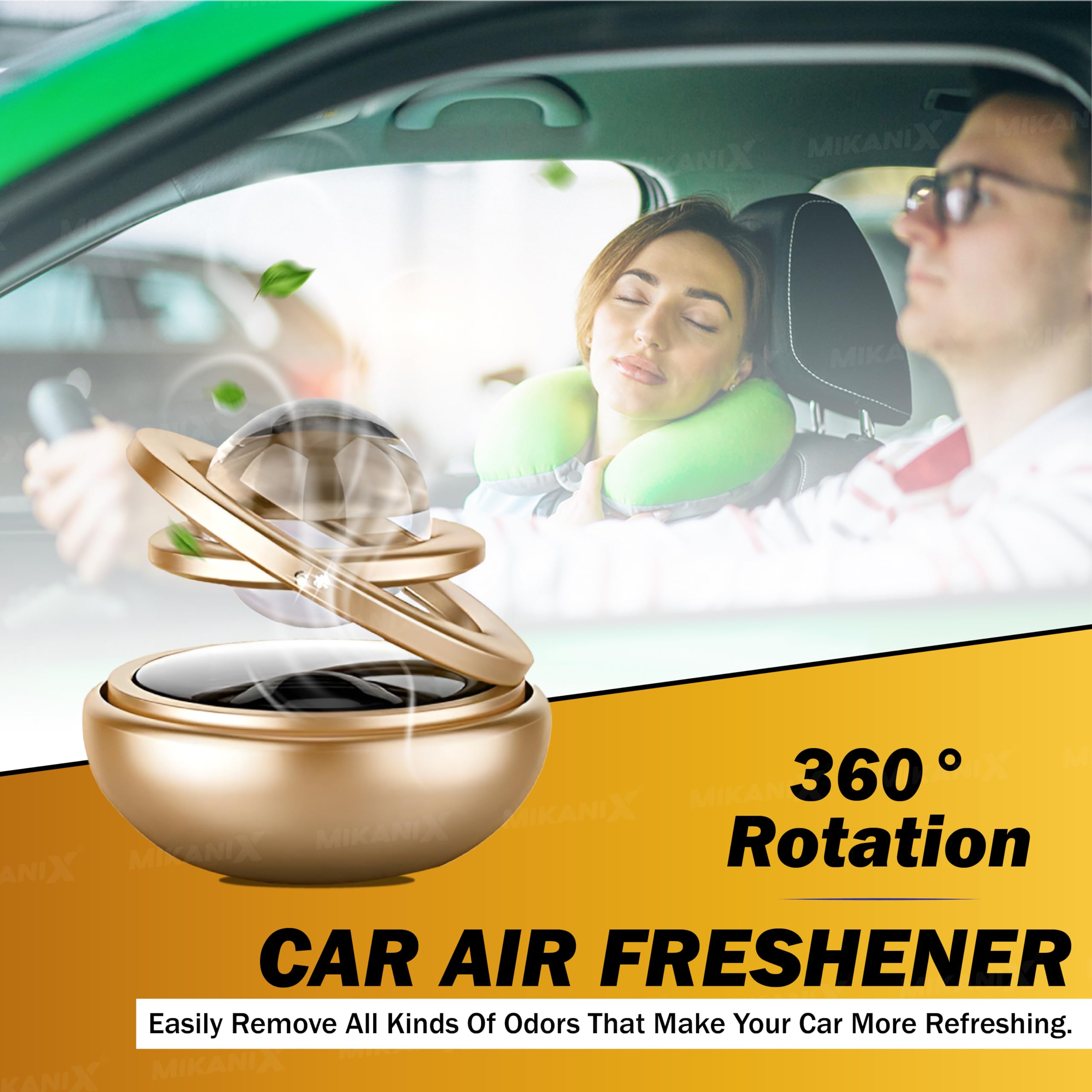 OBEROI’S TRADERS Solar Energy Rotating Car Dashboard Air Freshener/Perfume Diffuser/Dispenser | Alloy Body & Crystal Design With Perfume liquid For Car Interior & Home Air Freshener