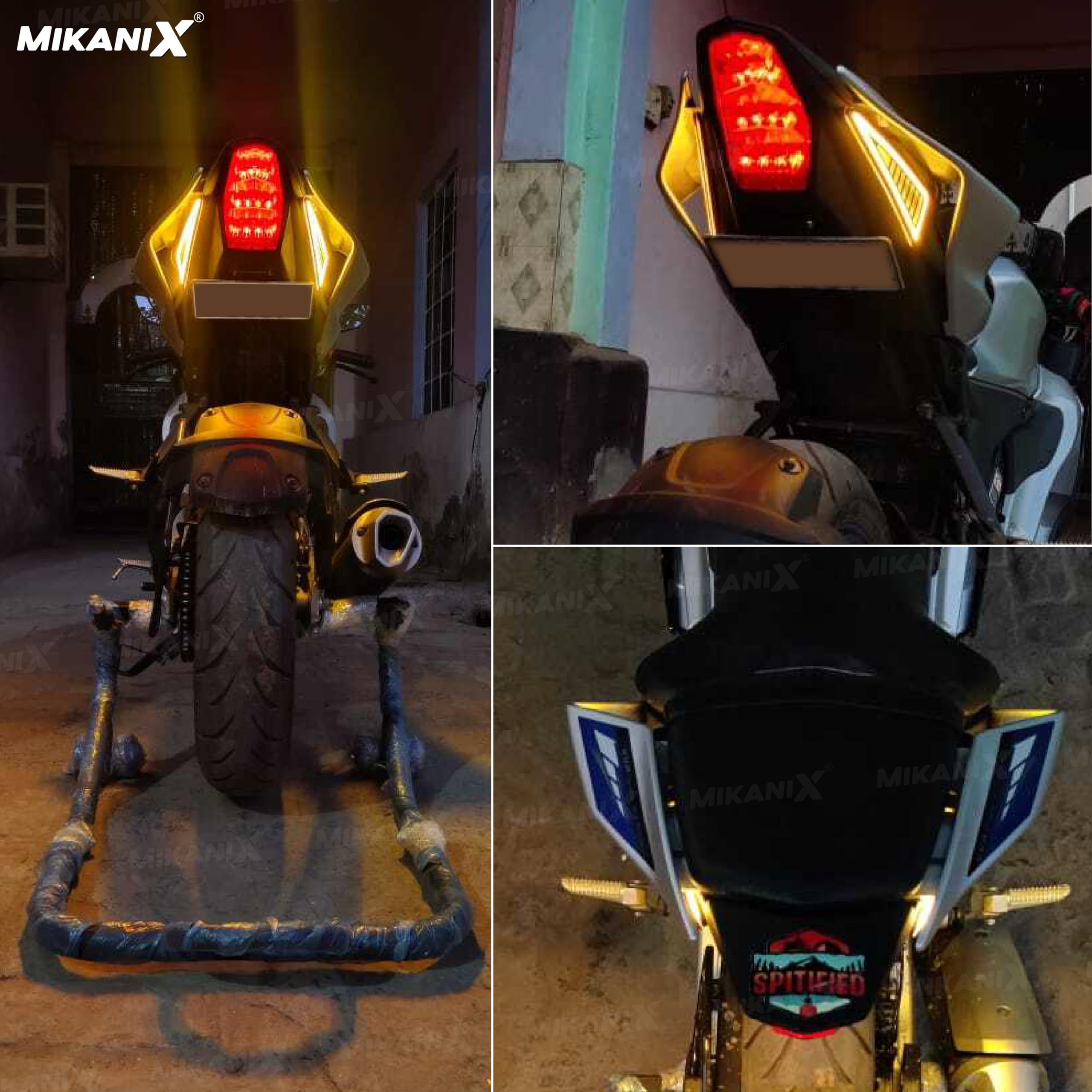 MIKANIX R15 V2 / V3 / V4 & M Waterproof Flexible Strip Rear DRL Light with Running LED Indicator For Yamaha R15 All Model Bikes