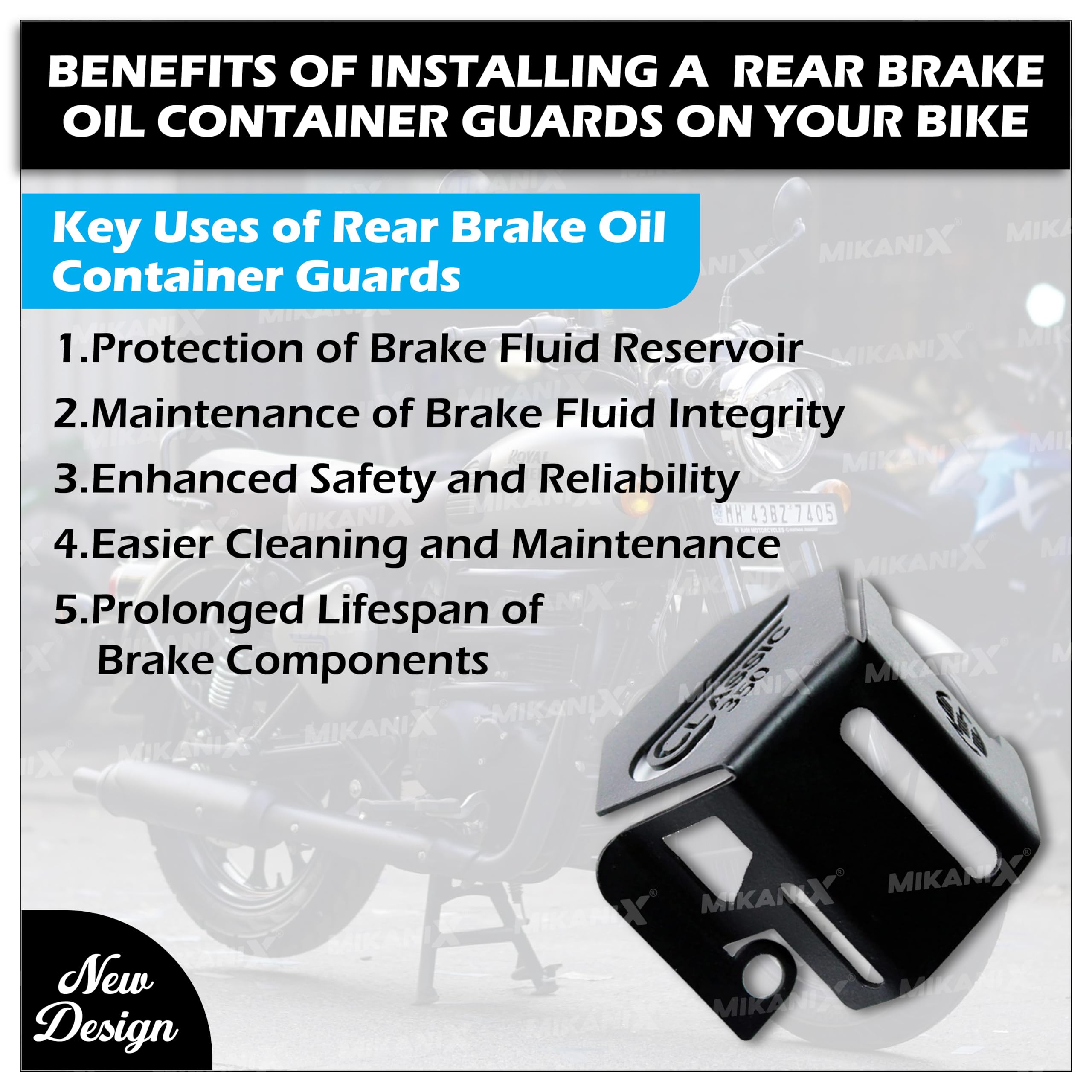 MIKANIX Premium Classic 350 Be Reborn Next Gen Brake Oil Container Guard Compatible With/For RE