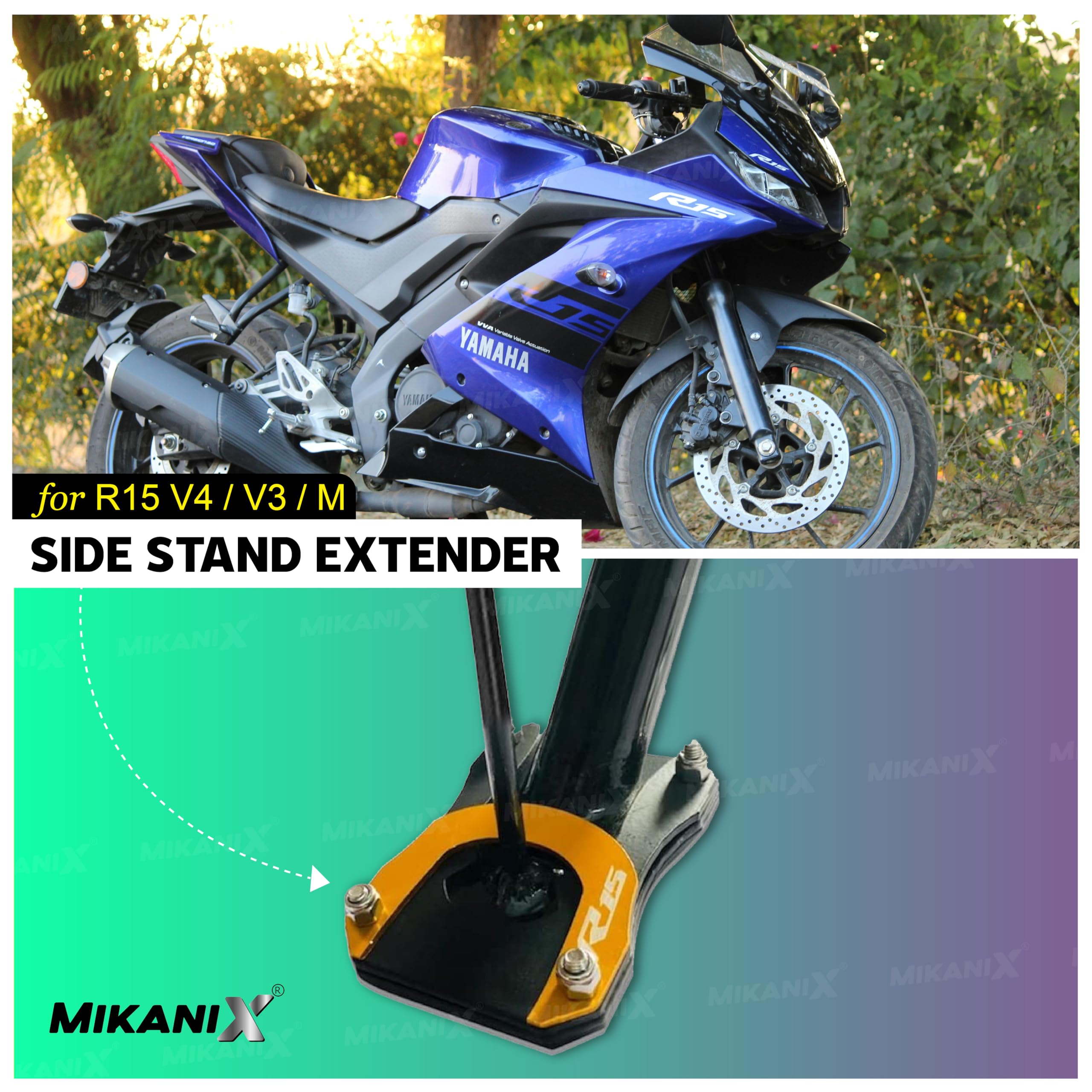 OBEROI'S TRADERS Side Stand Extender Base Stand Holder Compatible for Yamaha R15 V3, R15 V4 and R15M Motorcycles