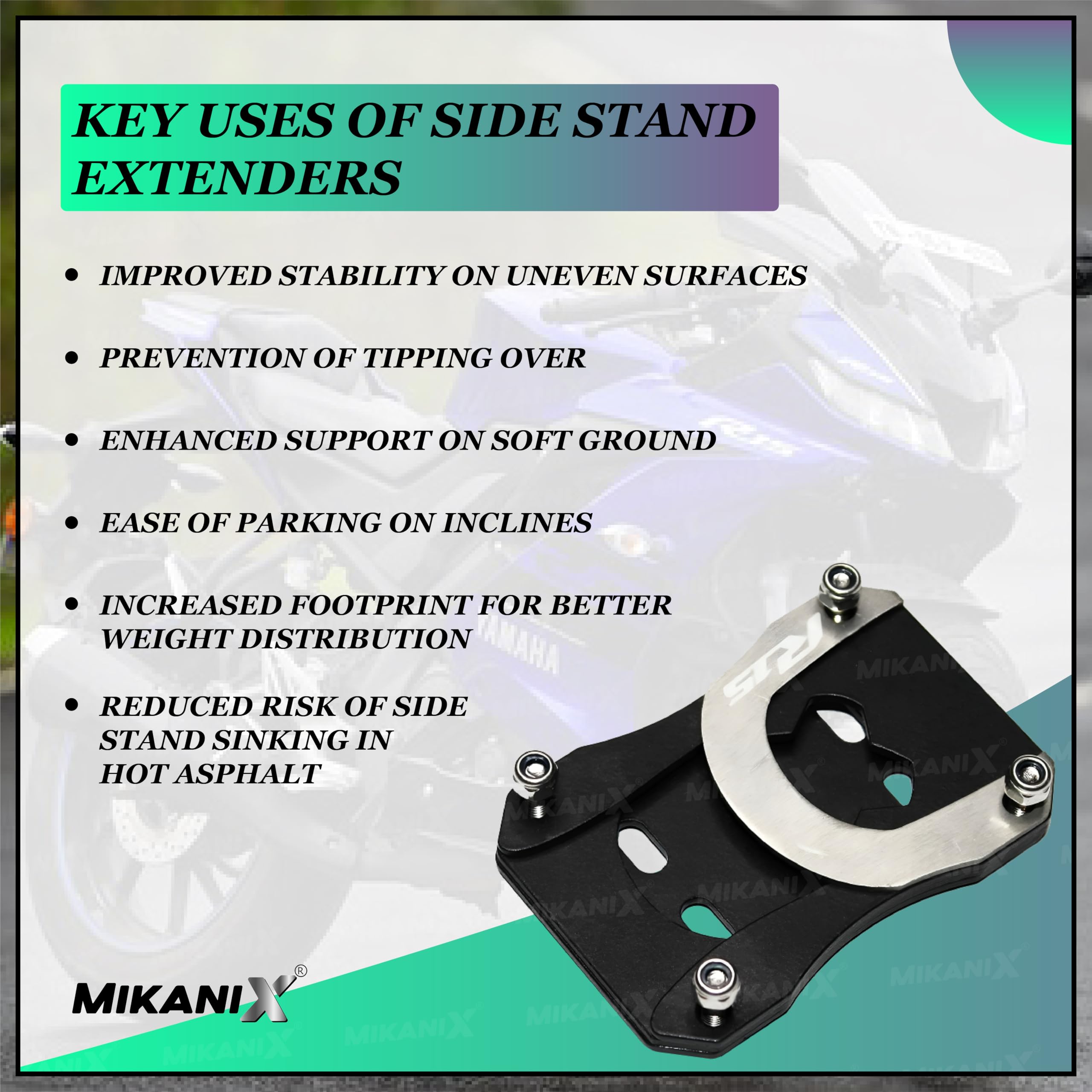 OBEROI'S TRADERS Side Stand Extender Base Stand Holder Compatible for Yamaha R15 V3, R15 V4 and R15M Motorcycles