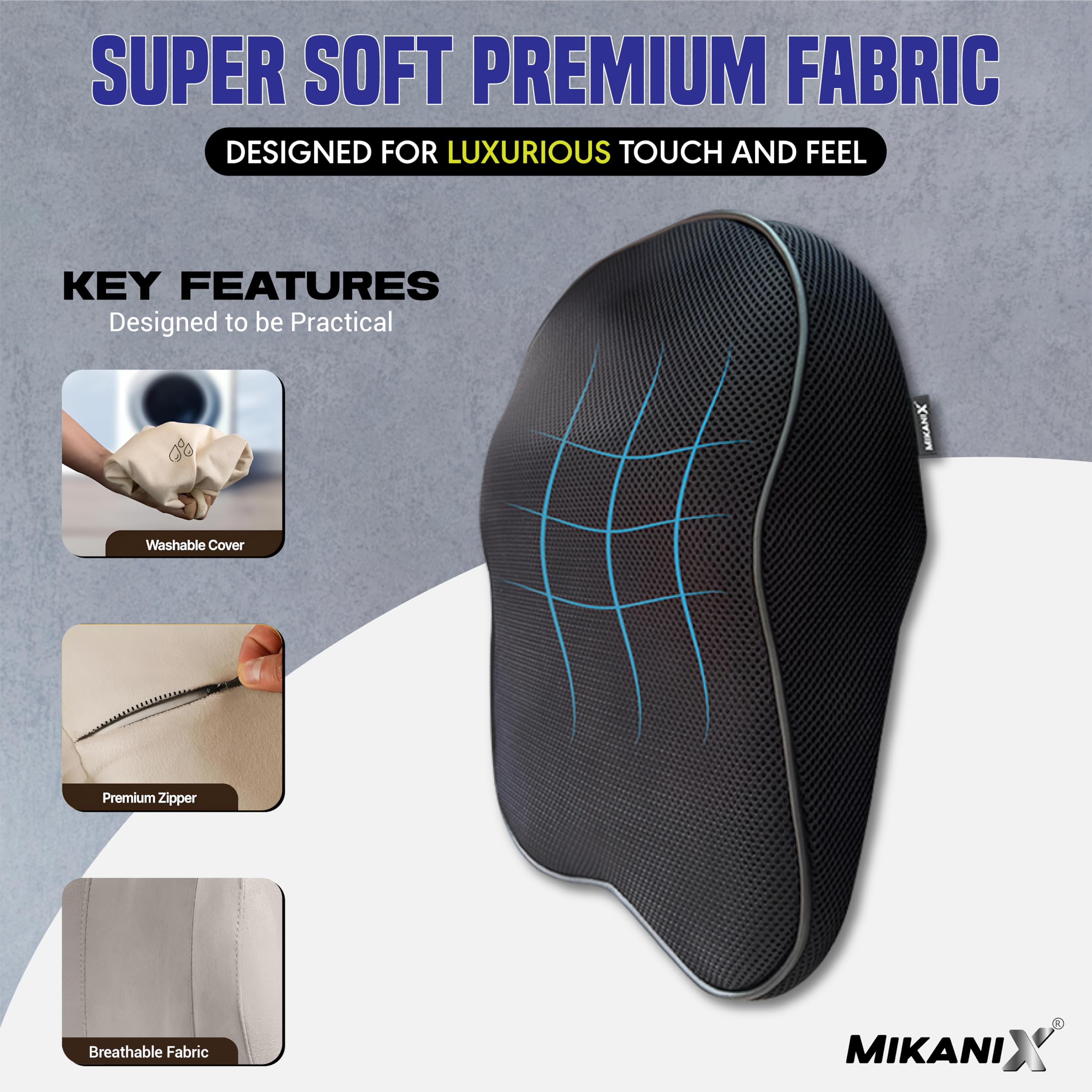 OBEROI'S TRADERS 2 YEARS WARRANTY Car Neck Rest Pillow & Orthopedic Back Lumbar Support Combo for Car Seat & Office Chair to Relief Neck & Back Pain, Spine Alignment and Posture Correction