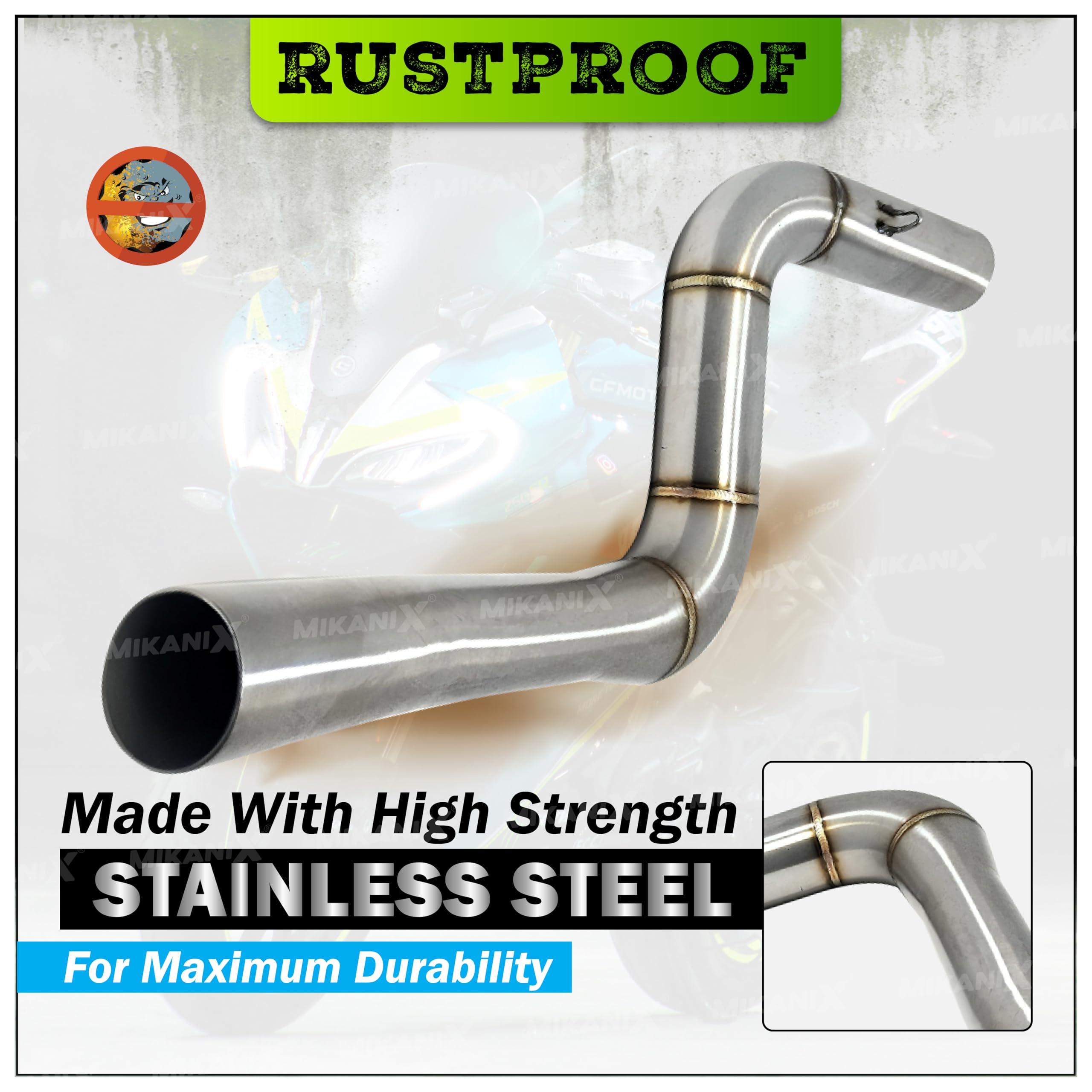 OBEROI’S TRADERS Stainless Steel Slip-on Exhaust Bend Pipe For Pulsar NS 200 | RS 200 | AS 200 | NS 160 | Dominar 250/400