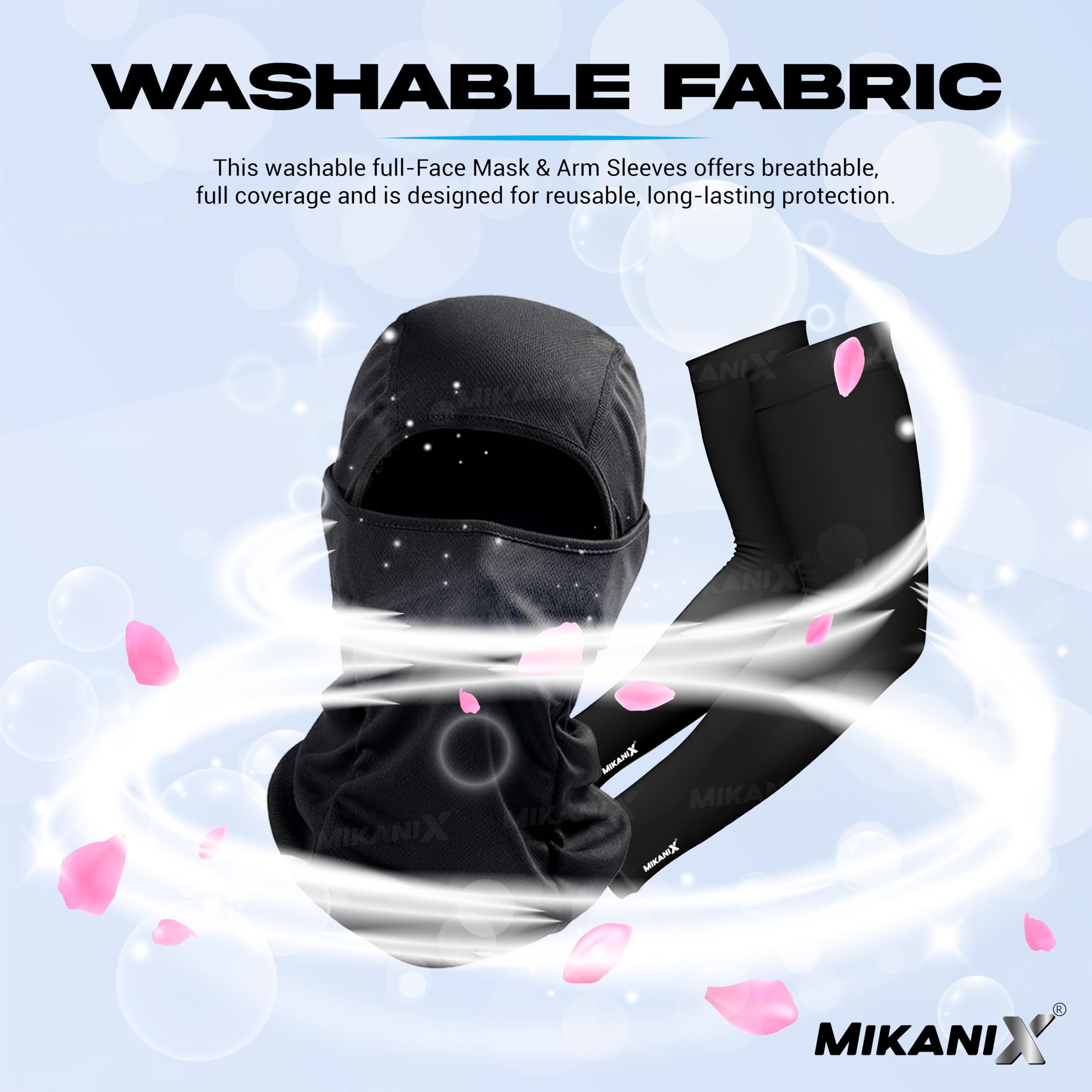 OBEROI'S TRADERS Combo Full Face Mask | Balaclava / Hand Protective Syntetic Arm Sleeve for Bikers Anti-Pollution Helmet Head Cap for Riders, Cyclists and Outdoor Workers to Protect Dust and UV Rays