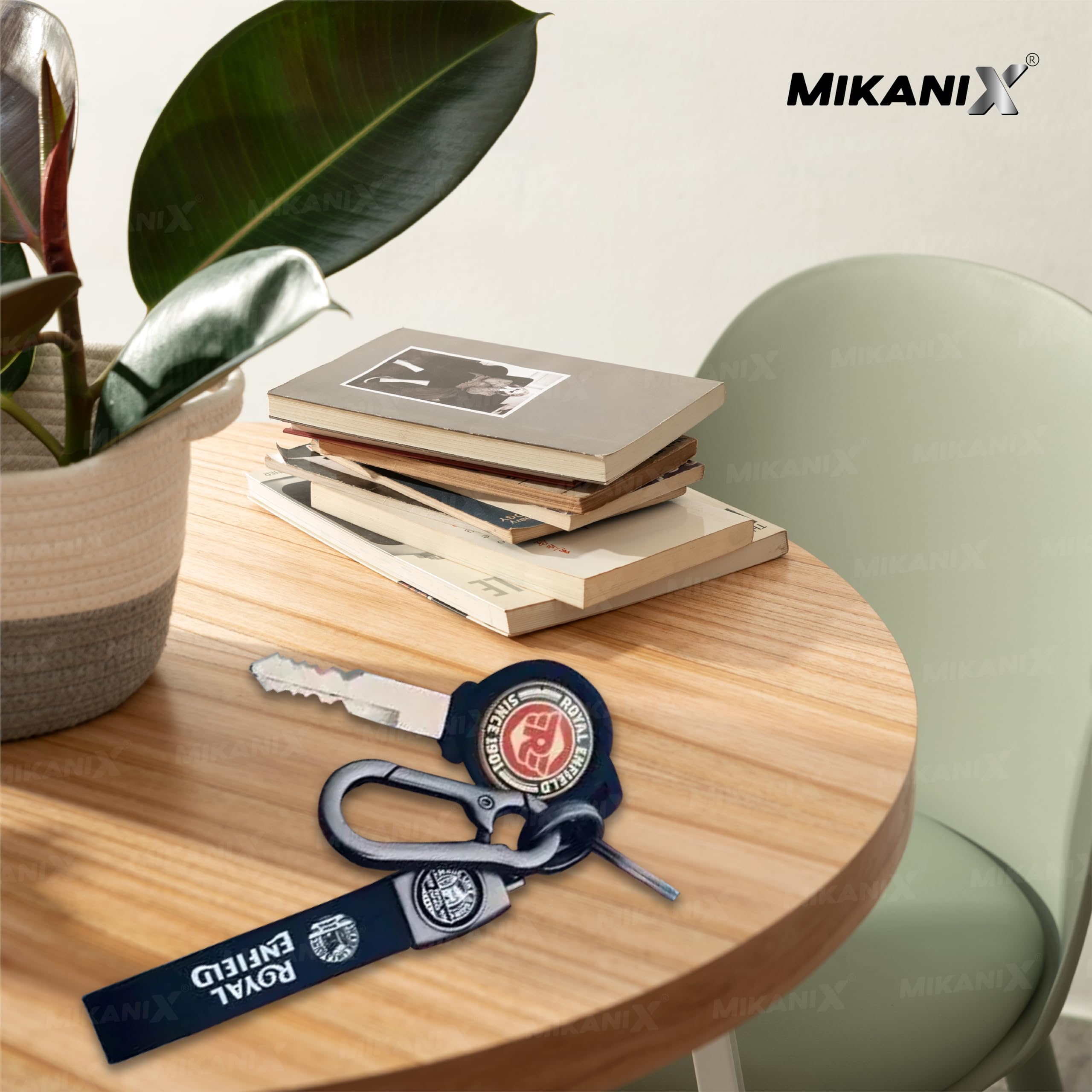 OBEROI'S TRADERS Premium Leather Anti-Rust Metal Key Chain/Key Ring With Locking Hook Suitable For Royal Enfield All Bikes