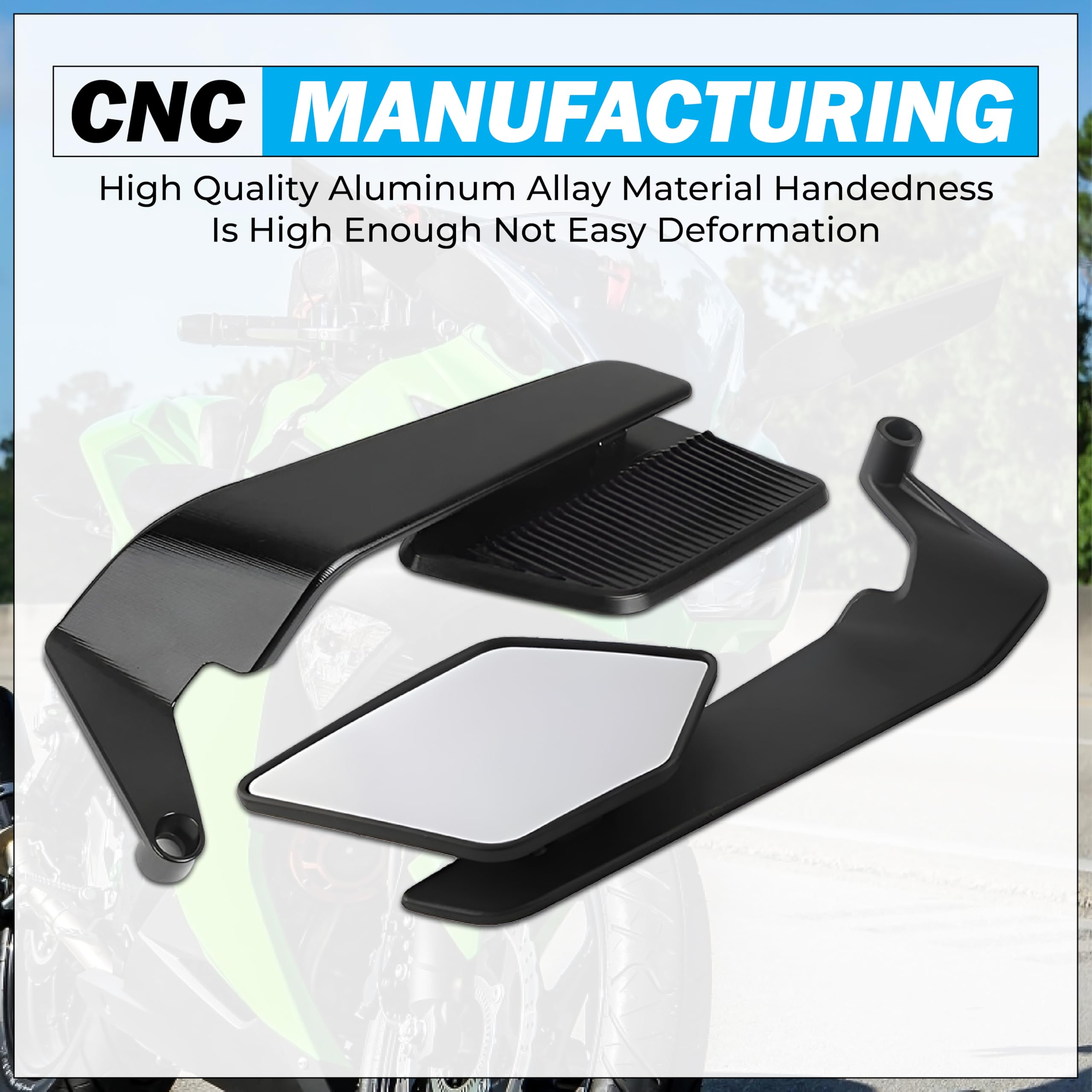 MIKANIX 180° Rotating Rear View York Fitting Stealth Mirror for Duke All Models | Matte Black Aluminum Body with Sporty Wing Design | Bike Fairing Kit