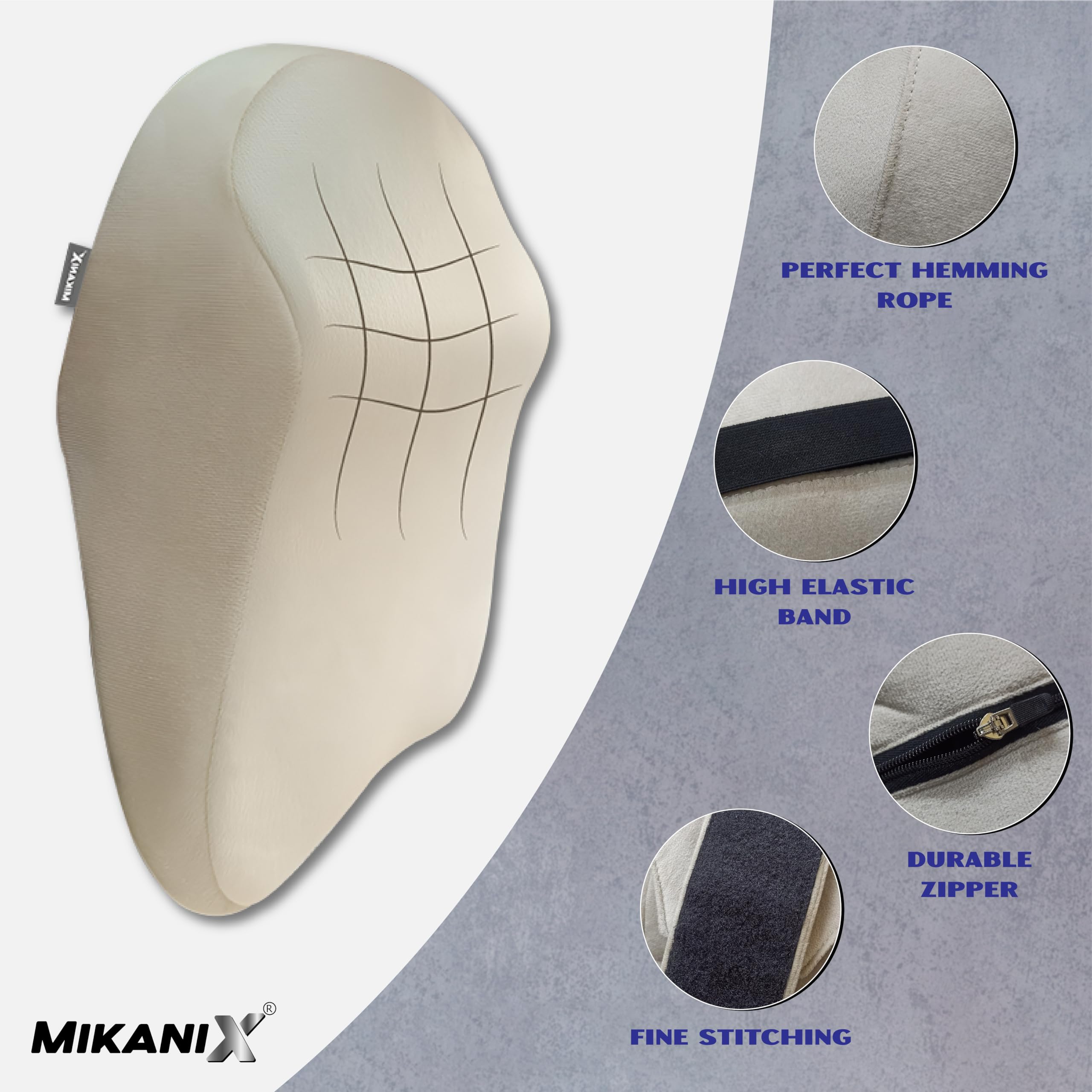 OBEROI'S TRADERS Car Neck Rest Pillow | Seat Cushion | 2 Years Warranty | Ultra Soft Memory Foam for Neck and Cervical Support to Relief Neck Pain & Reduced Tension (Velvet Beige (Pack of 1))