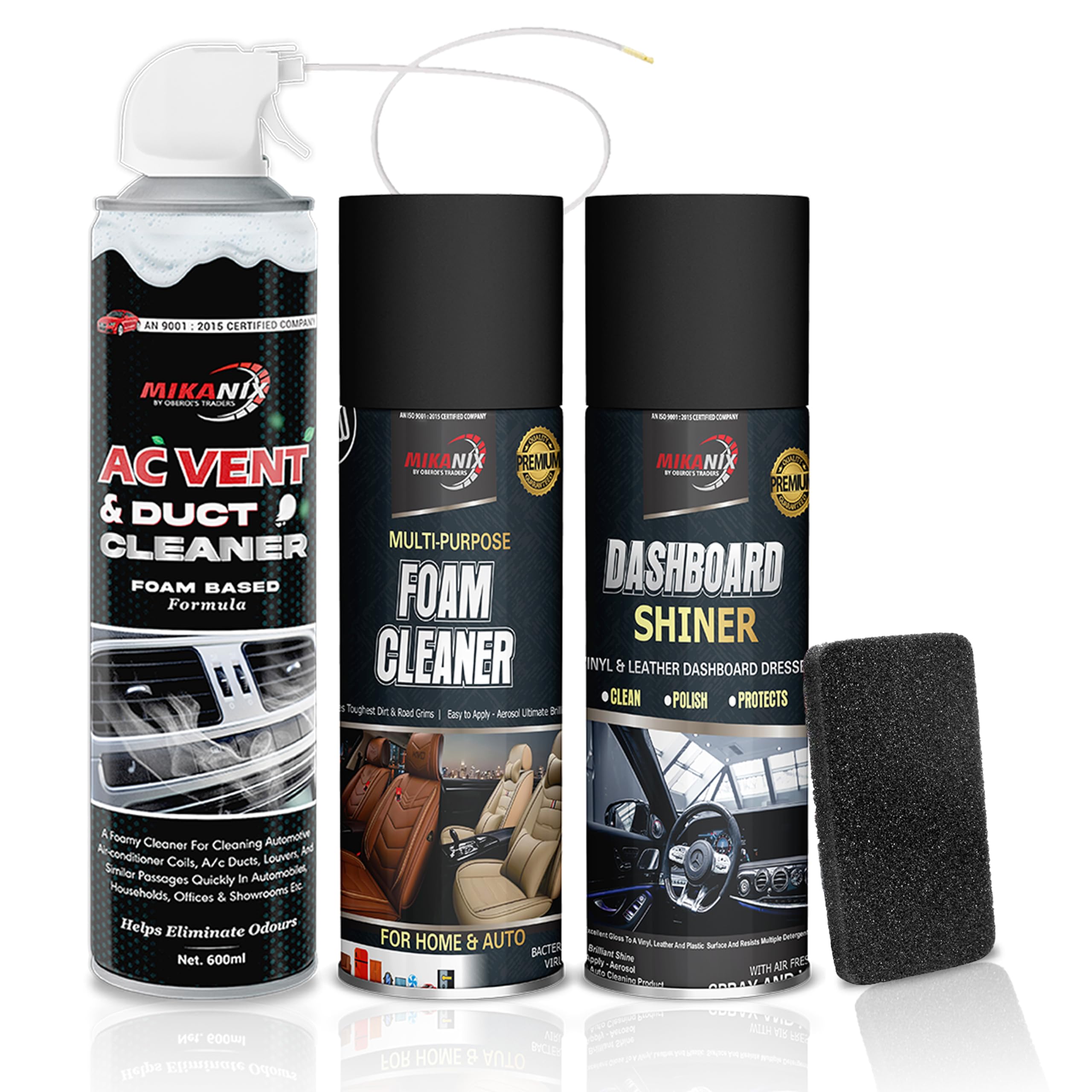OBEROI'S TRADERS Combo Of Car AC Vent & Dust Cleaner Foam Spray + Car Dashboard Polish + Multipurpose Foam Cleaner For Car Seat, Sofa, Home & Vehicle Interior Cleaning Kit