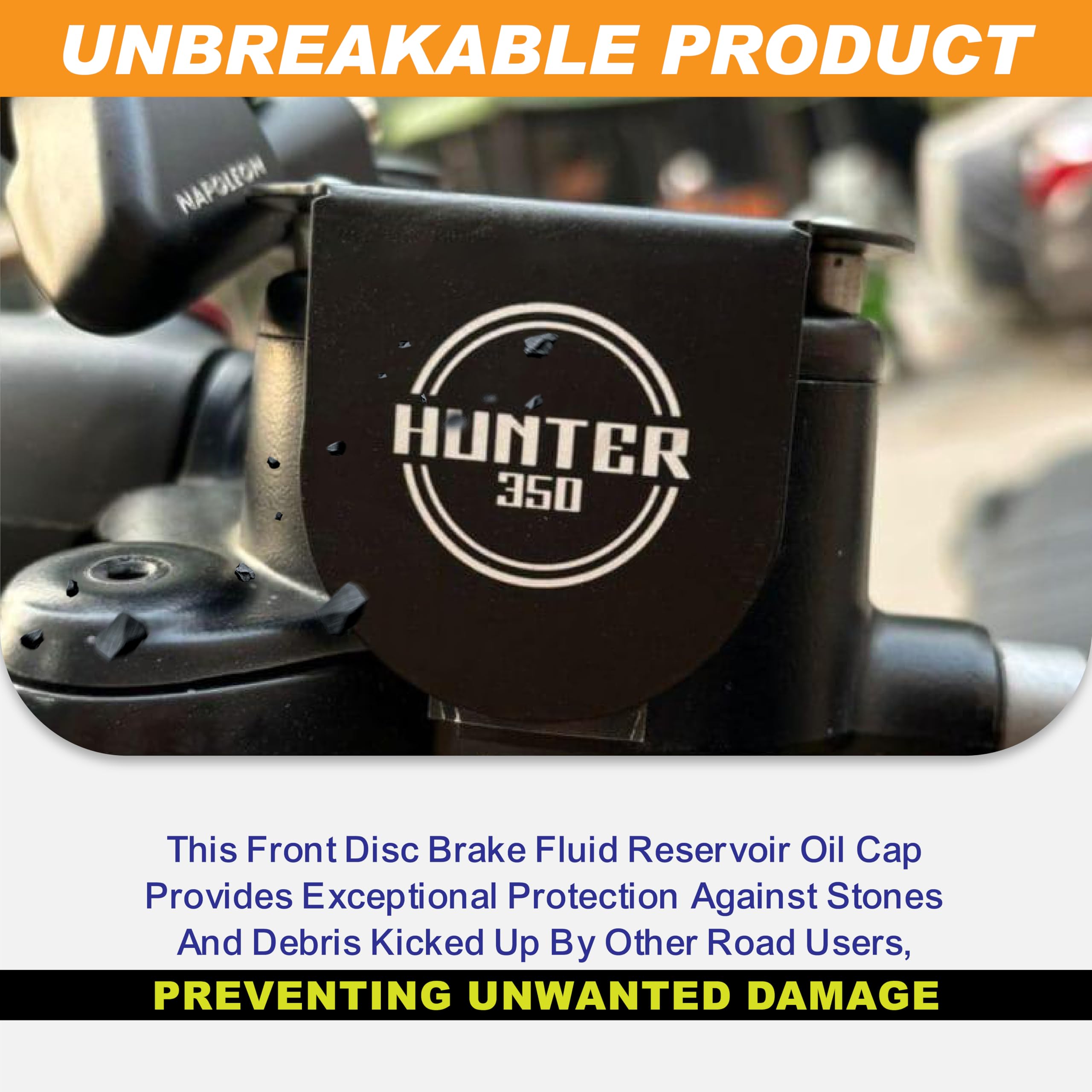 OBEROI'S TRADERS Hunter 350 Bike Stainless Steel Bike Front Disc Brake Fluid Reservoir Oil Cap/Container Guard Protector Cover