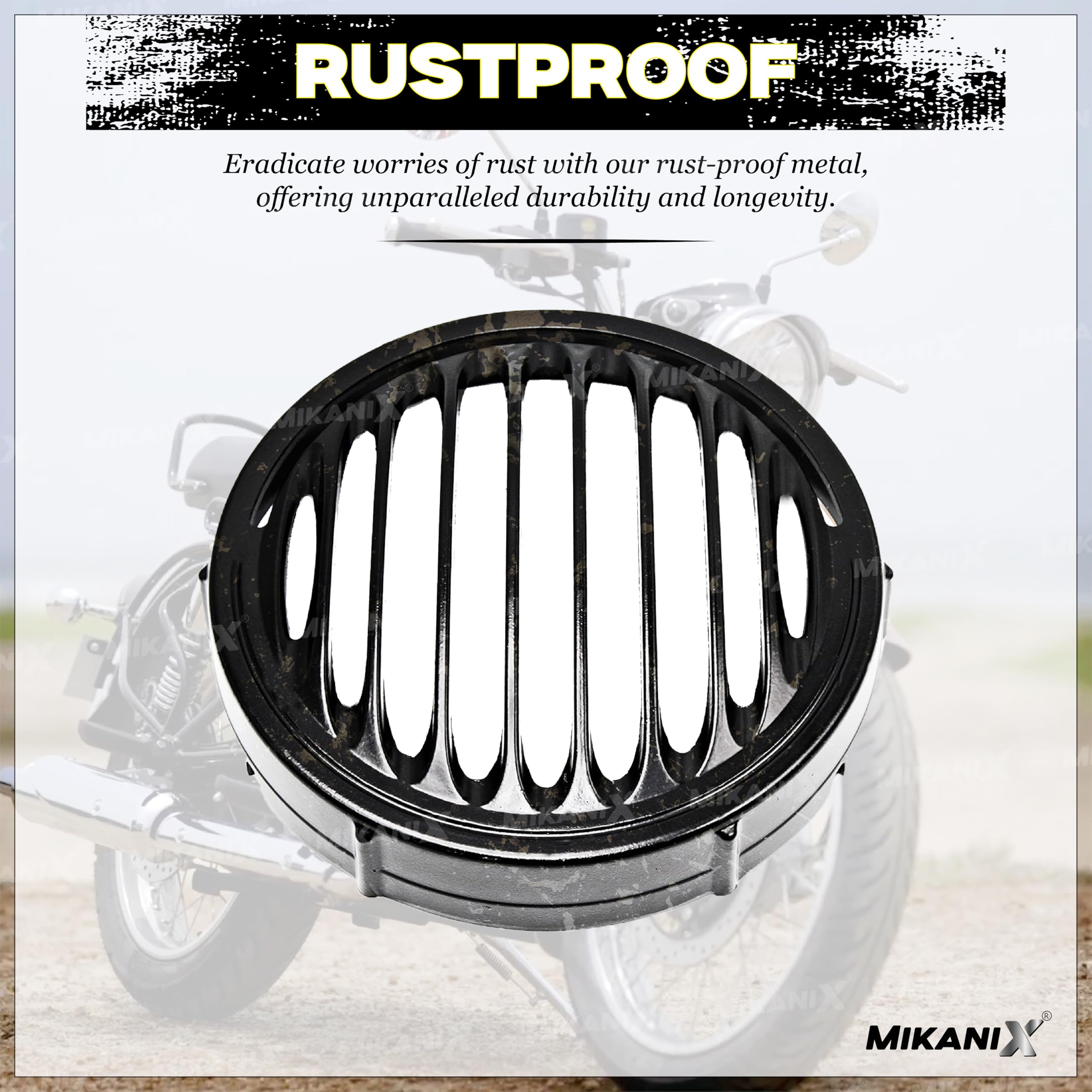 MIKANIX Premium CNC Metal Front Rear Headlight Grill | Jali Cover Set with Tail Lamp, Indicator, Pivot Eyes Cup Compatible Only for RE Classic 350 Legend Reborn