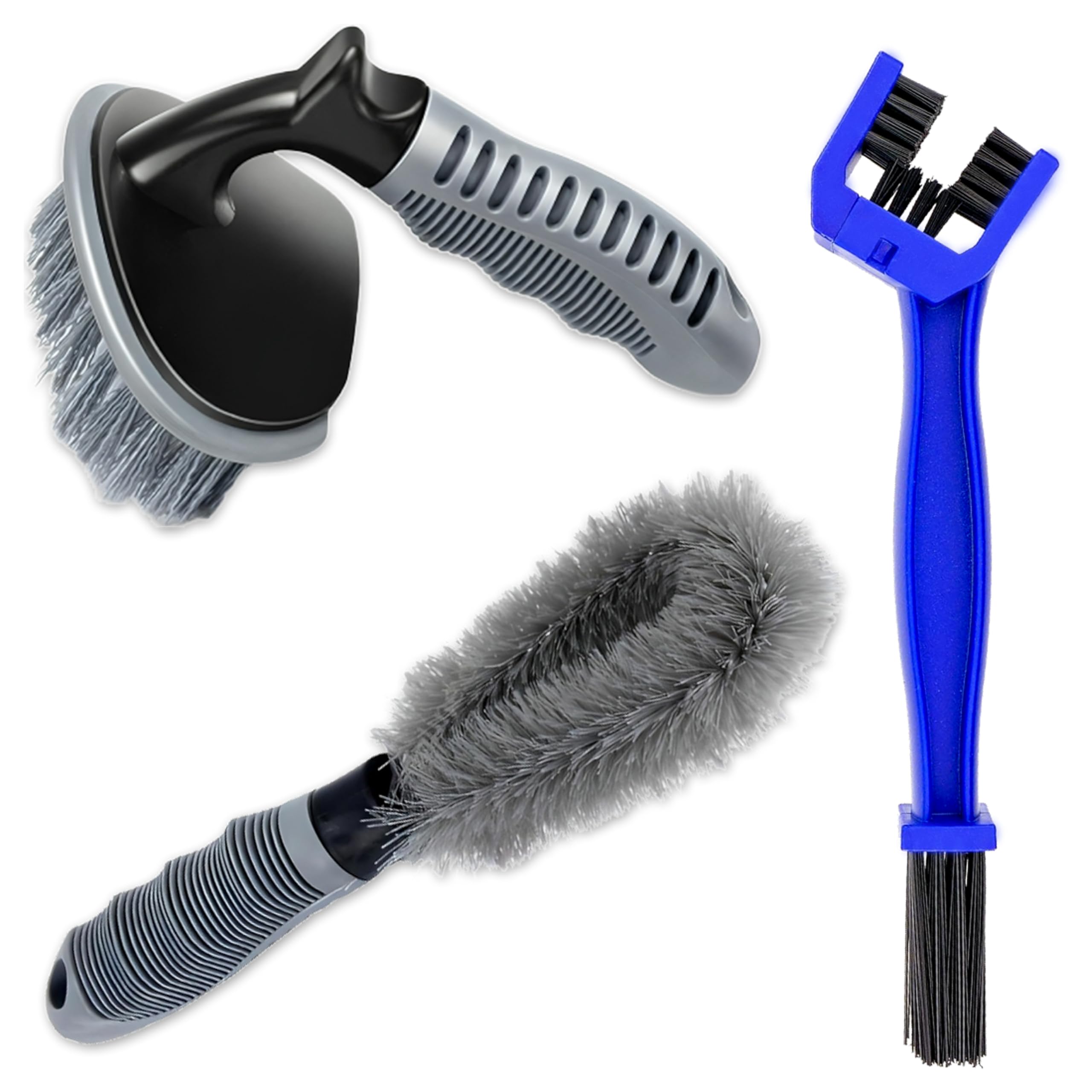 OBEROI'S TRADERS Bike Chain, Wheel and Rim Cleaning Brush Combo | Multi-Purpose Brushes for Motorcycle & Bicycle Maintenance Cleaning Tool