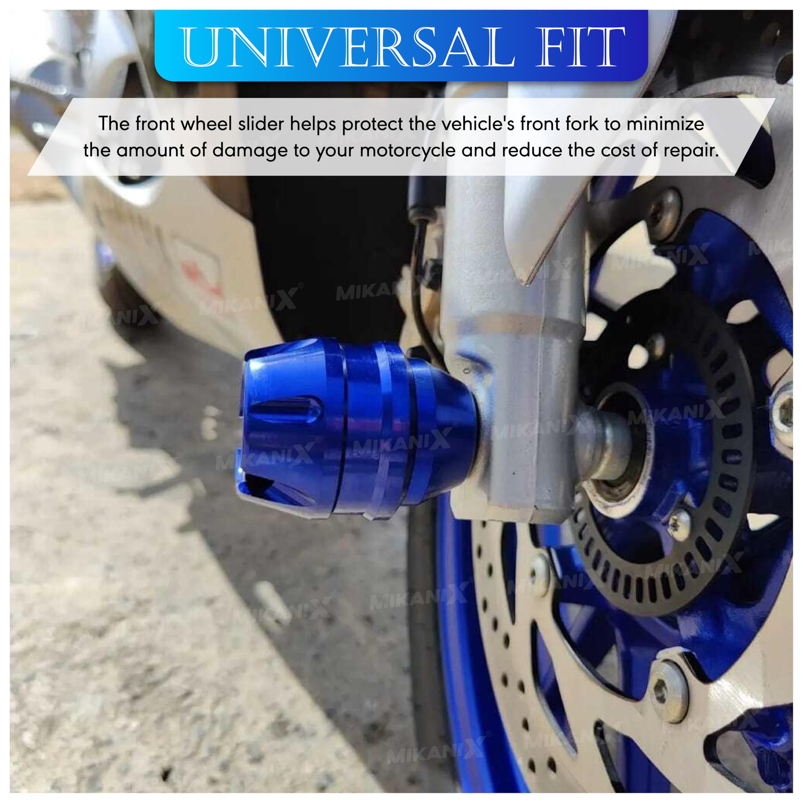 MIKANIX Universal Motorcycle Front Fork Slider | Wheel Frame Slider | Axle Protector Bike Crash Guard for All Bikes