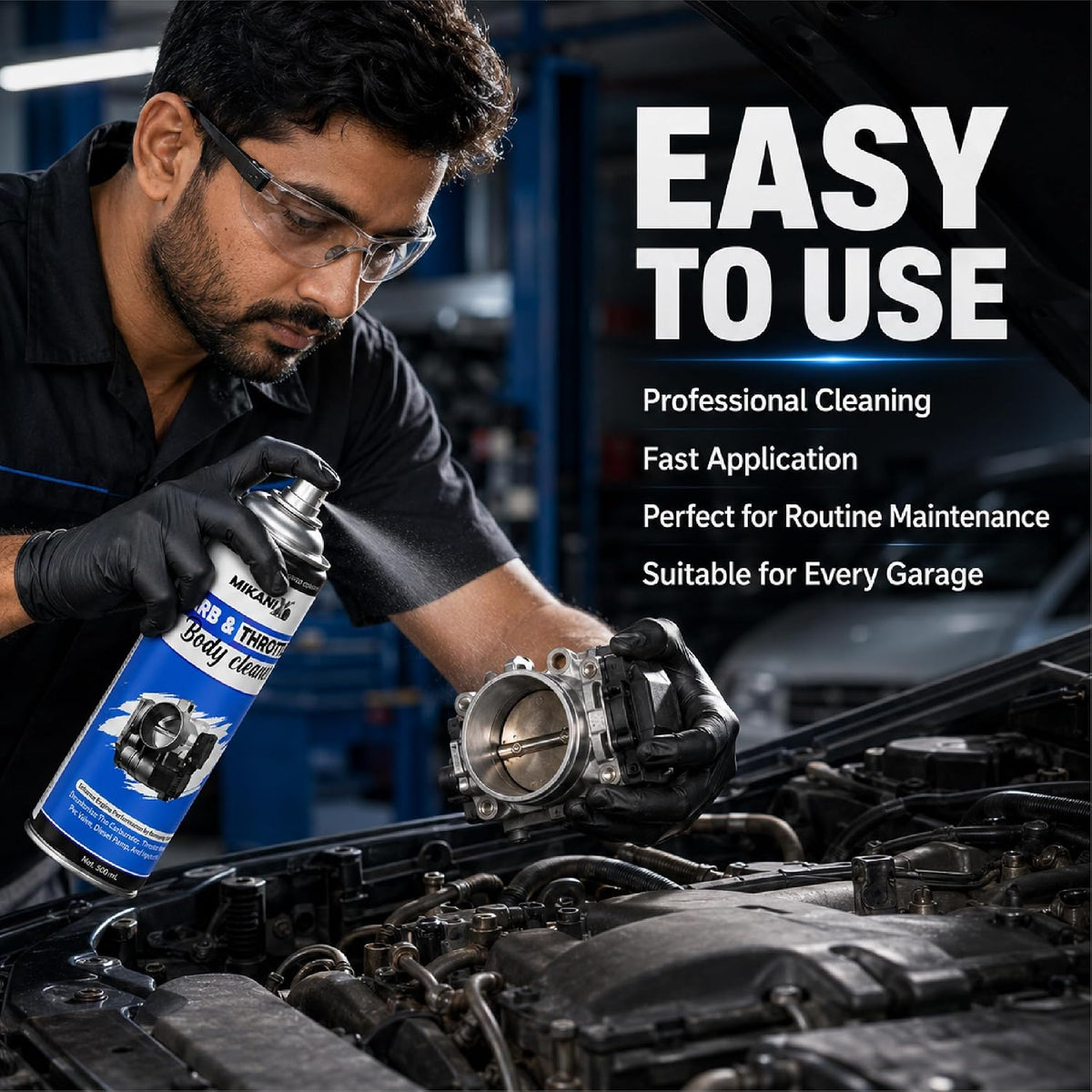 MIKANIX Throttle Body Cleaner Spray 500ml with cloth | High Performance Engine Cleaner for Bikes
