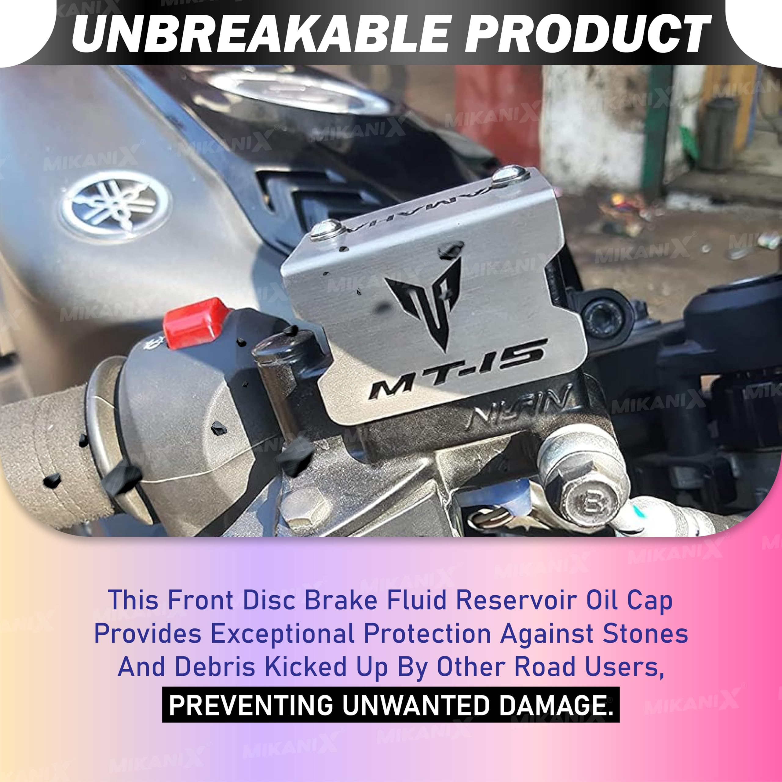 OBEROI'S TRADERS Stainless Steel Disc Brake Fluid Oil Reservoir Cap/Cover Oil Container Guard Compatible with Yamaha MT-15 Bike