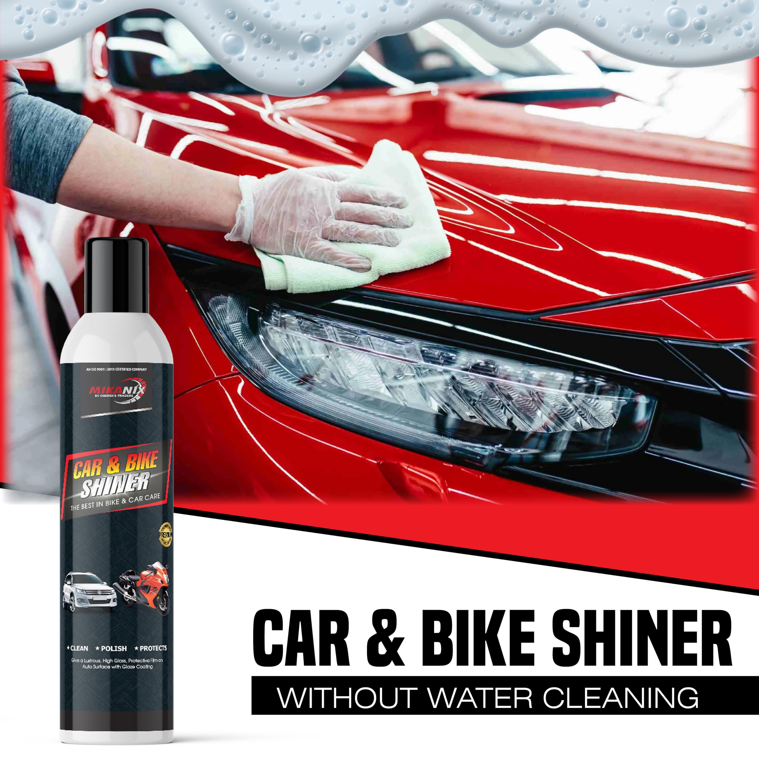 OBEROI'S TRADERS Foaming Bike and Car Shiner | Cleaner | Polish Spray | Removes Toughest Dirt & Road Grims for Interior & Exterior