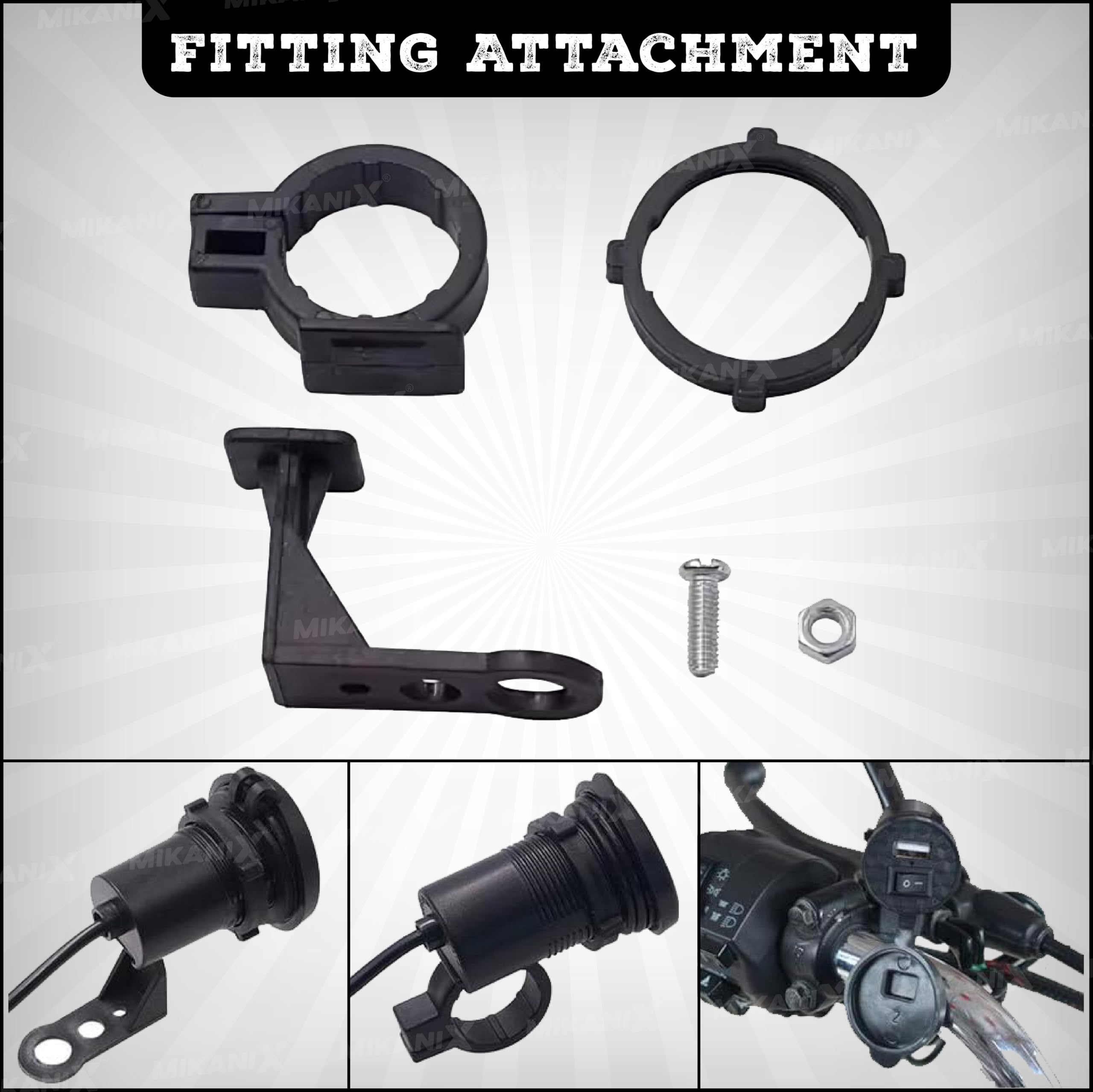 OBEROI'S TRADERS Waterproof Mobile USB Charger | Adapter Socket | Fast Charging Output : 5V-1.5A | Switch On/Off Button with Silicone Cover for Bike and Scooty