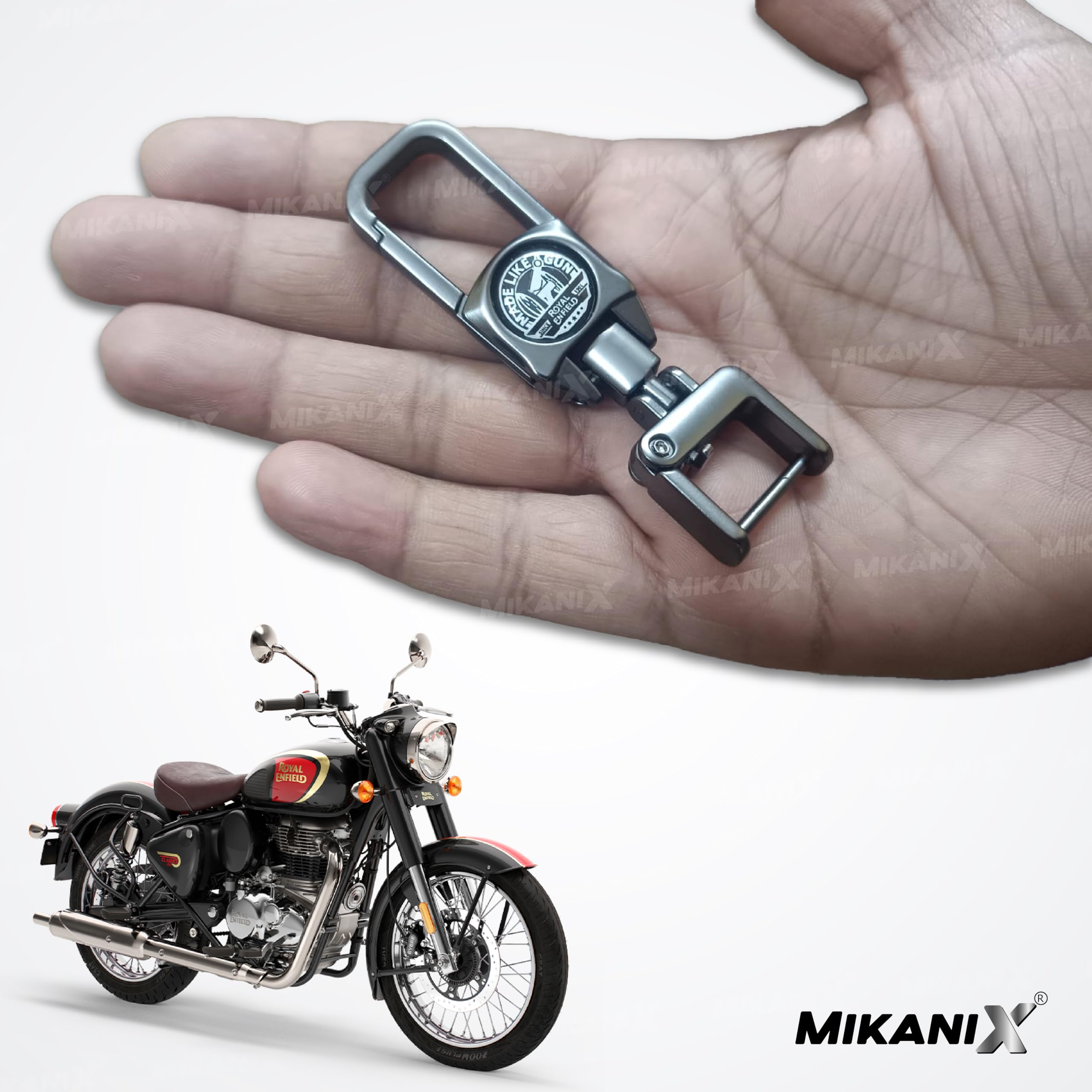 OBEROI'S TRADERS Premium Re Keychain | Made Like a Gun Metal Key Chain | Stylish & Durable Motorcycle Keyring for All RE Models | Bike Accessories for Classic, Bullet, Himalayan & Meteor