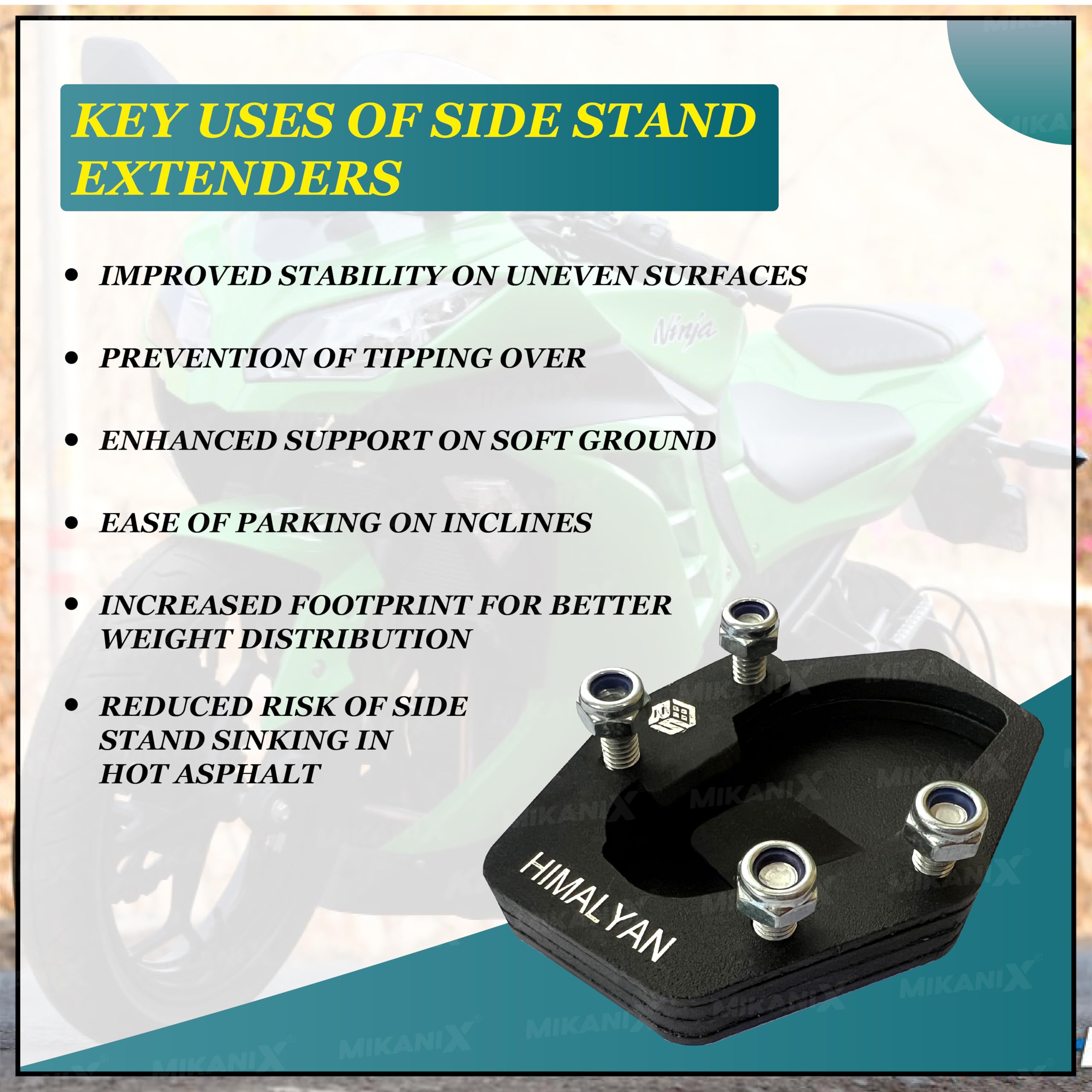 OBEROI'S TRADERS Stainless Steel Side Stand Extender | Side Stand Pad for RE Himalayan 450