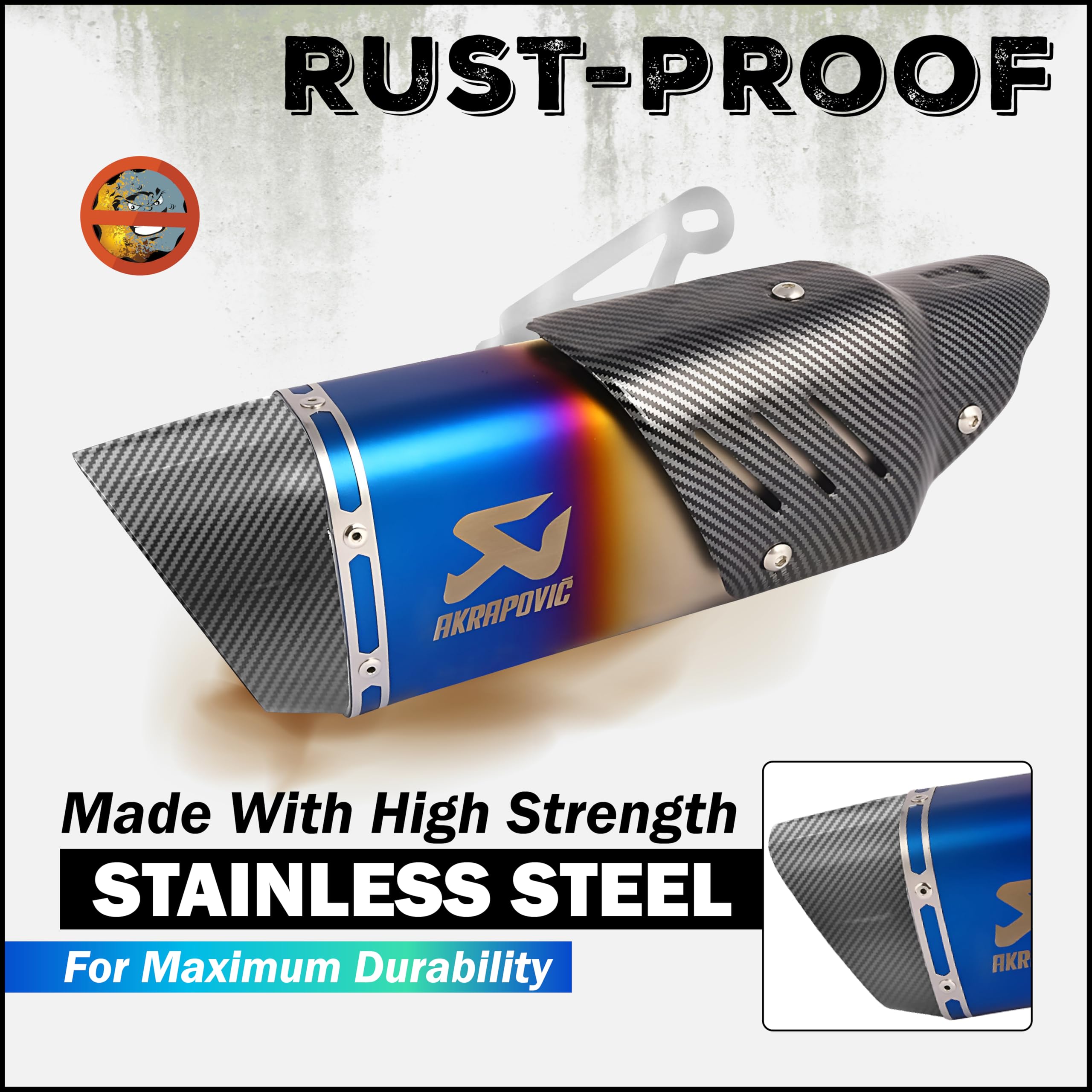 Mikanix Universal Akrapovic Racing Sports Silencer/Exhaust Muffler Pipe with Carbon Fiber Plate Slip-on Exhaust System for Motorcycle and Scooties