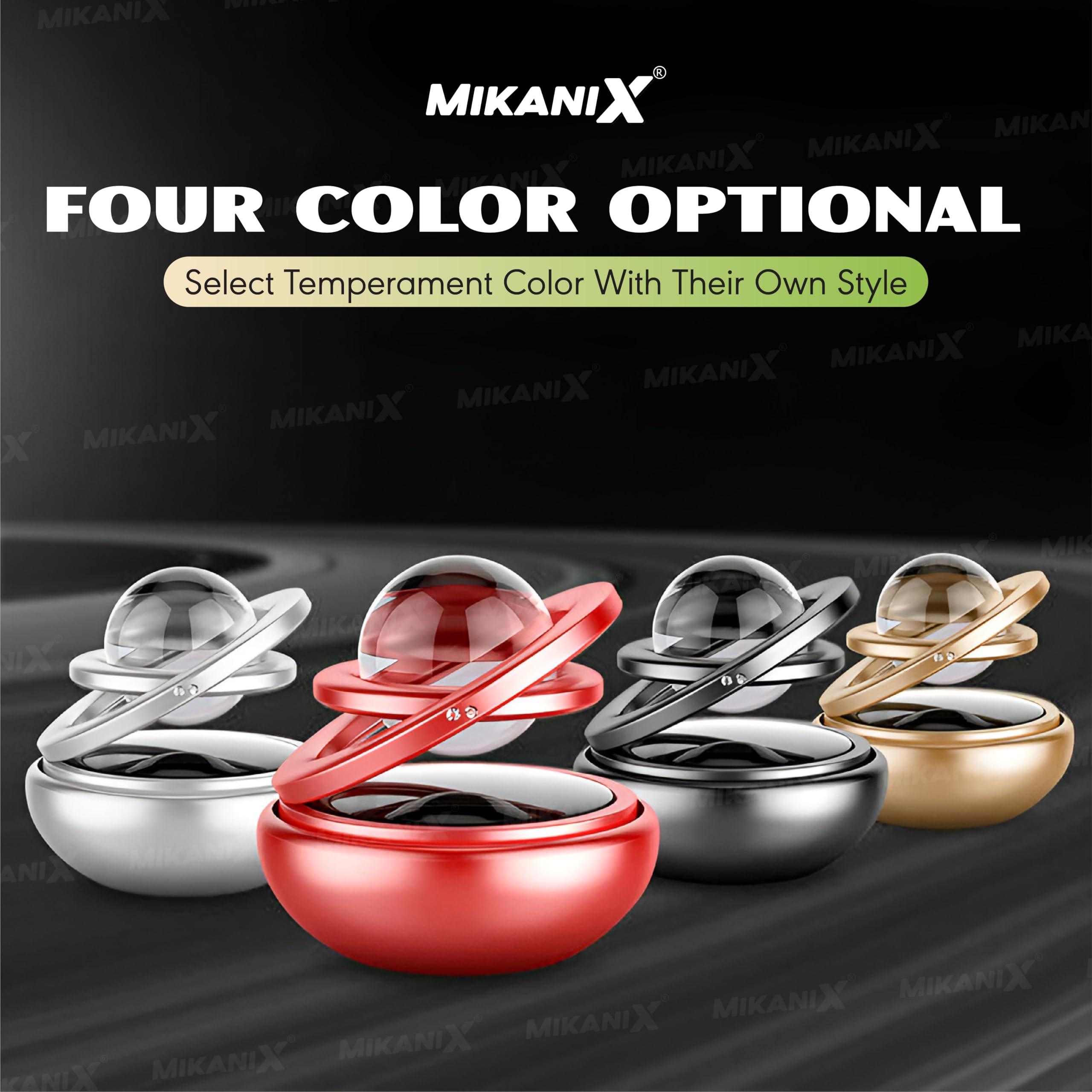 OBEROI’S TRADERS Solar Energy Rotating Car Dashboard Air Freshener/Perfume Diffuser/Dispenser | Alloy Body & Crystal Design With Perfume liquid For Car Interior & Home Air Freshener