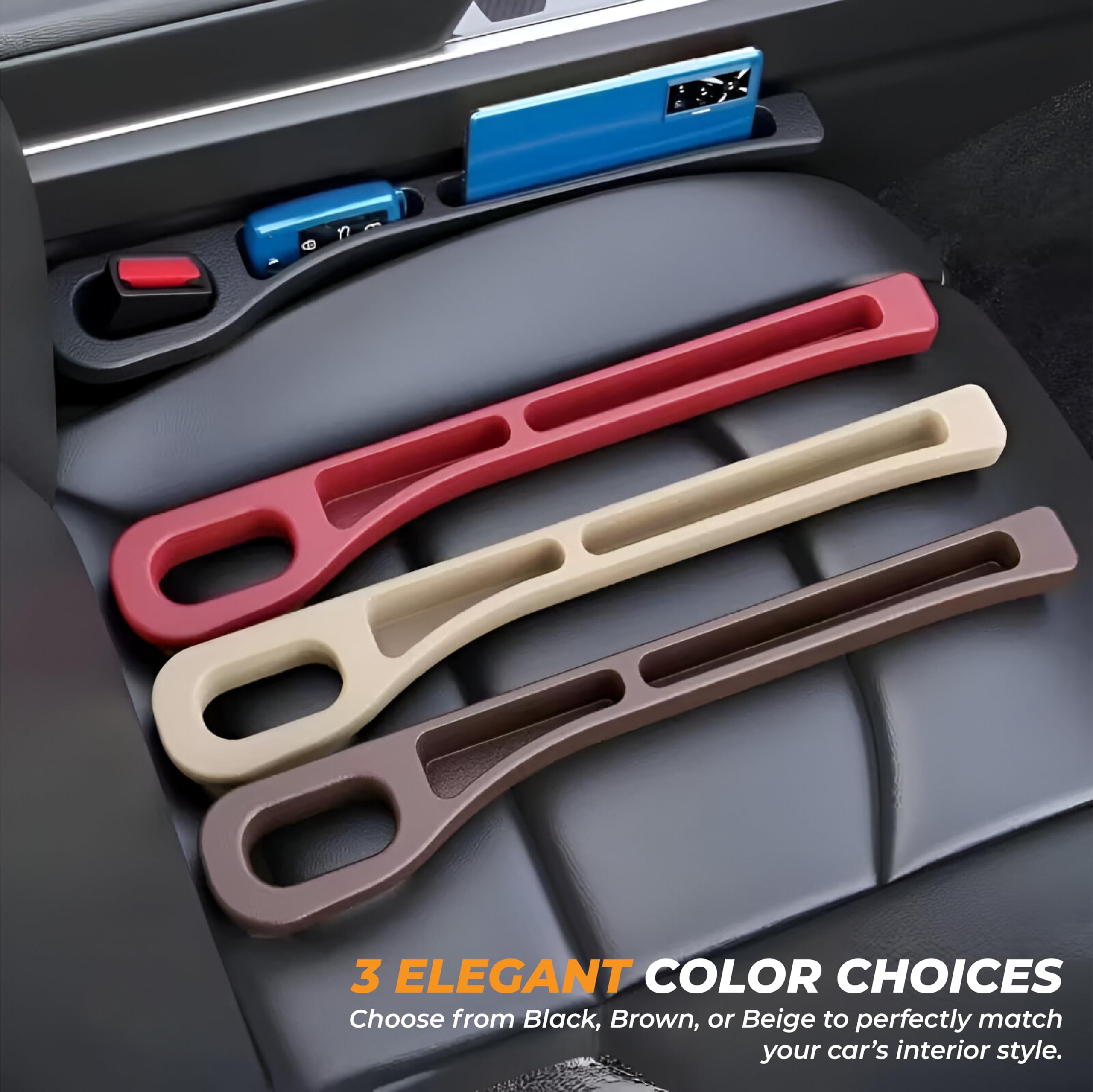 MIKANIX Car Seat Gap Filler Organizer | EVA Side Catcher with Phone Holder | Universal Fit for Cars, Trucks & SUVs | Car Seat Accessories (Pack of 2)
