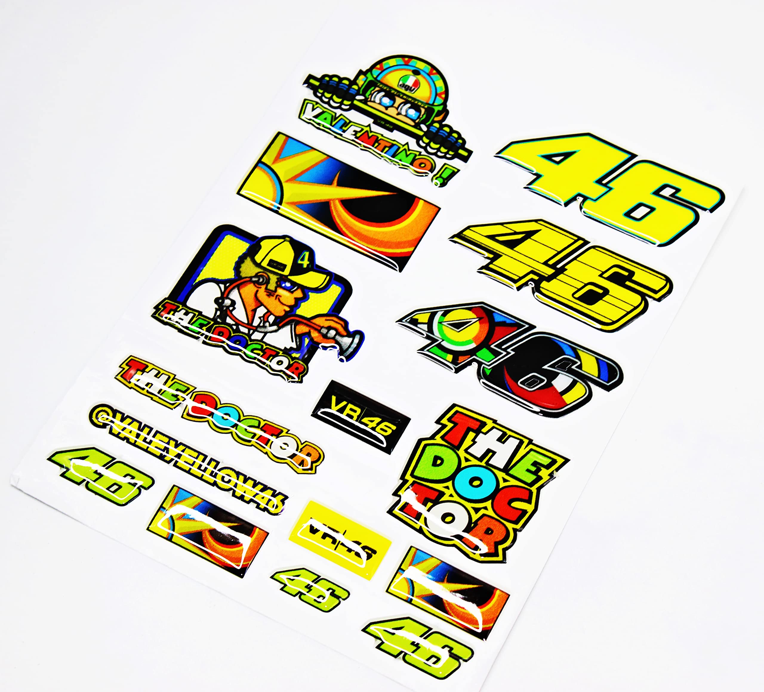 MIKANIX 46 / The Doctor Sticker for Bike, Fuel Tank, Helmet, Car, Bumper Decals Full Sheet for Vehicle Decoration