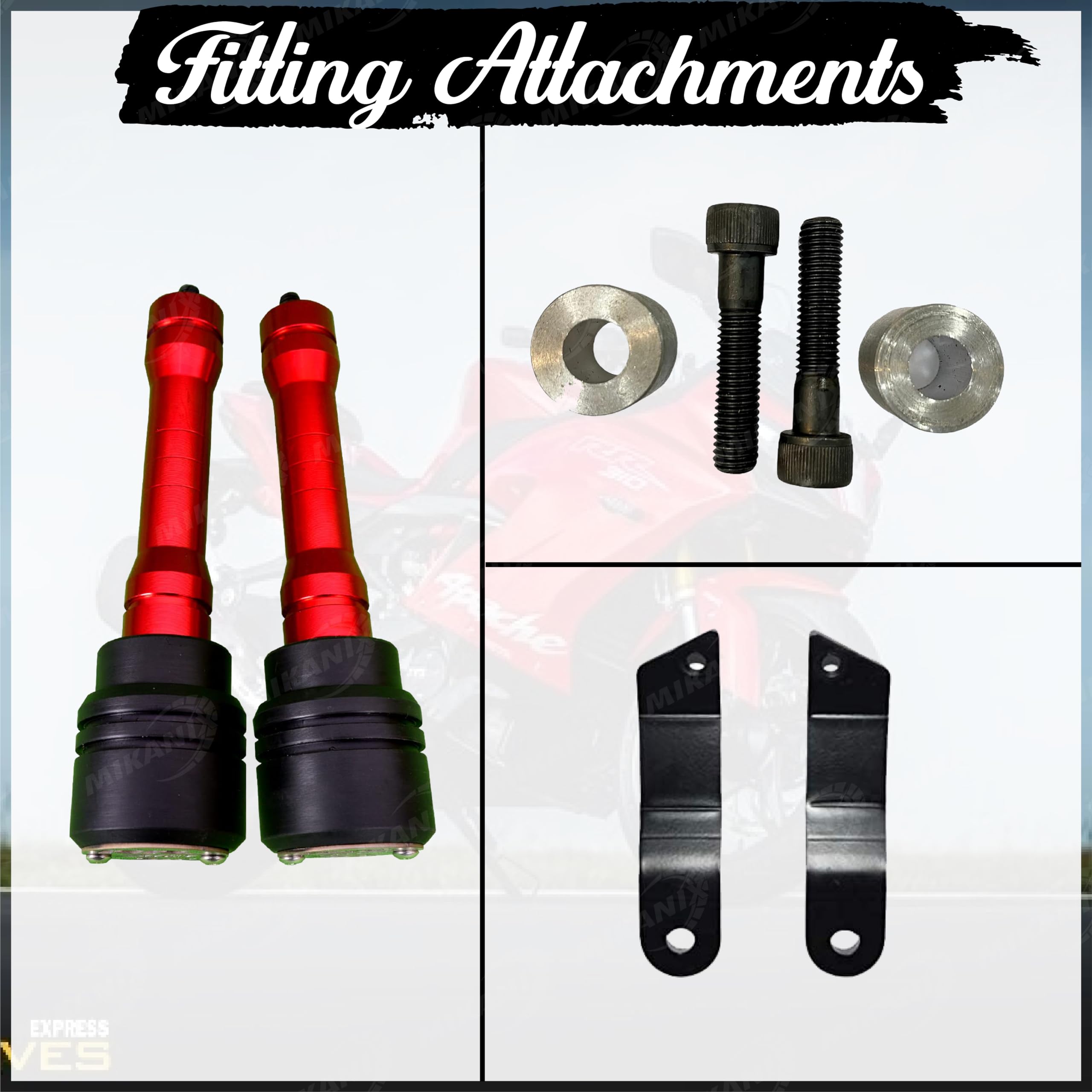 MIKANIX Red Frame Slider Bike Crash Guard Protector Compatible with TVS Apache RR 310